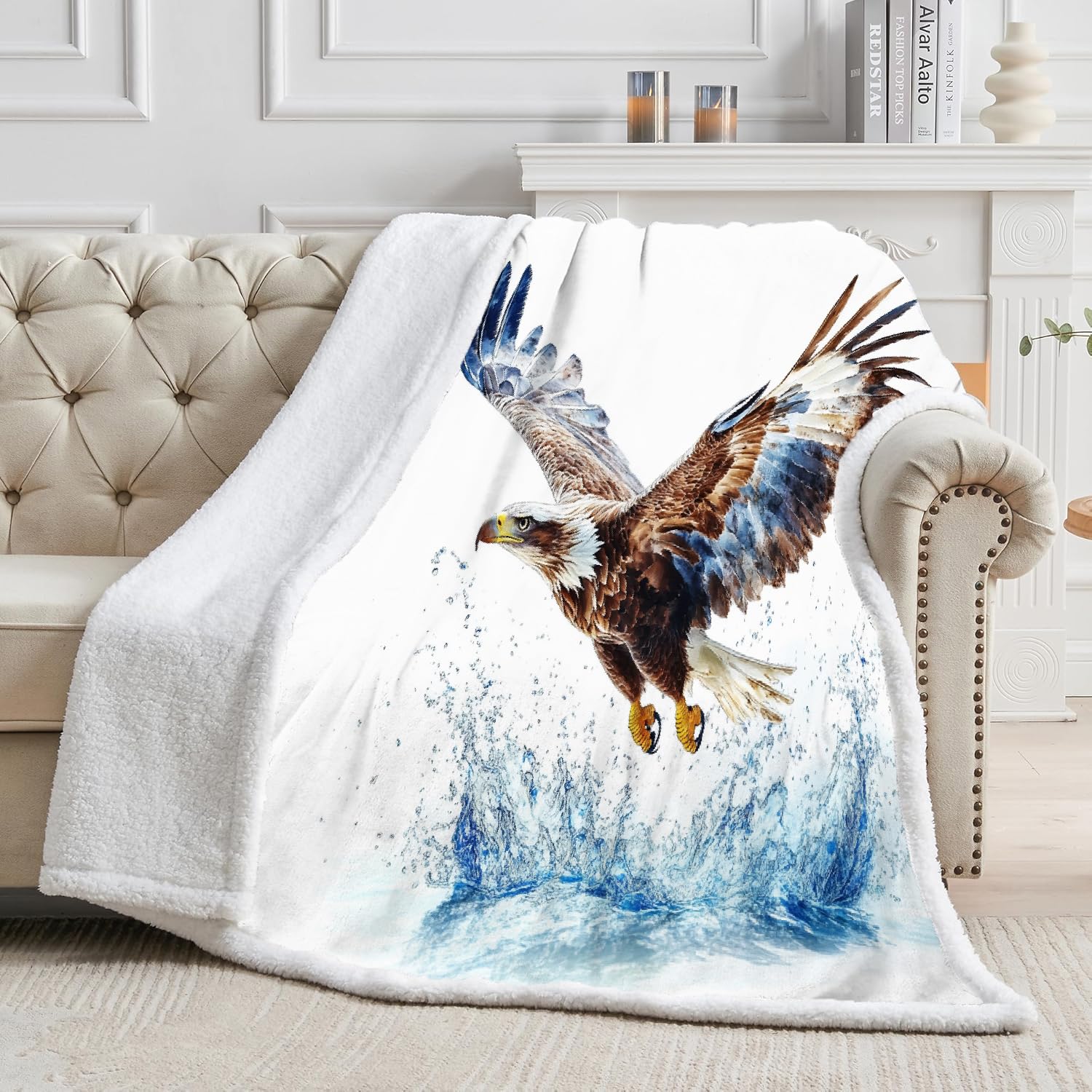 Générique Aigle Couverture Polaire Epaisse Hiver Adulte 3D Animal Plaid Canape Chaud Doux en Flanelle Jeté de Canapé pour Couvre lit 2 Personnes pour Fille Garcon 150x200 cm