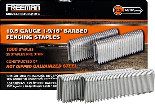 Miniatura 9 de Freeman FS105G78 - Grapas de valla de púas de calibre 10.5 de 78 pulgadas (1500 unidades)