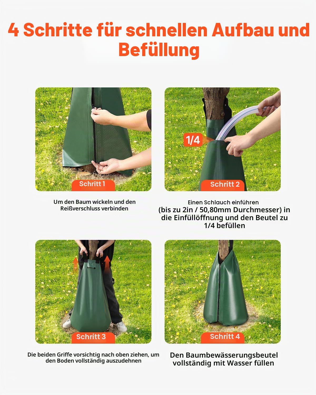 VEVOR Baumbewässerungsbeutel, 8er-Set 75 L Bewässerungsbeutel für Neue Bäume, 5–9 Stunden langsame Freisetzung, Bewässerungssack mit Reißverschluss, Baumbewässerungssystem für tiefes Wurzelmanagement