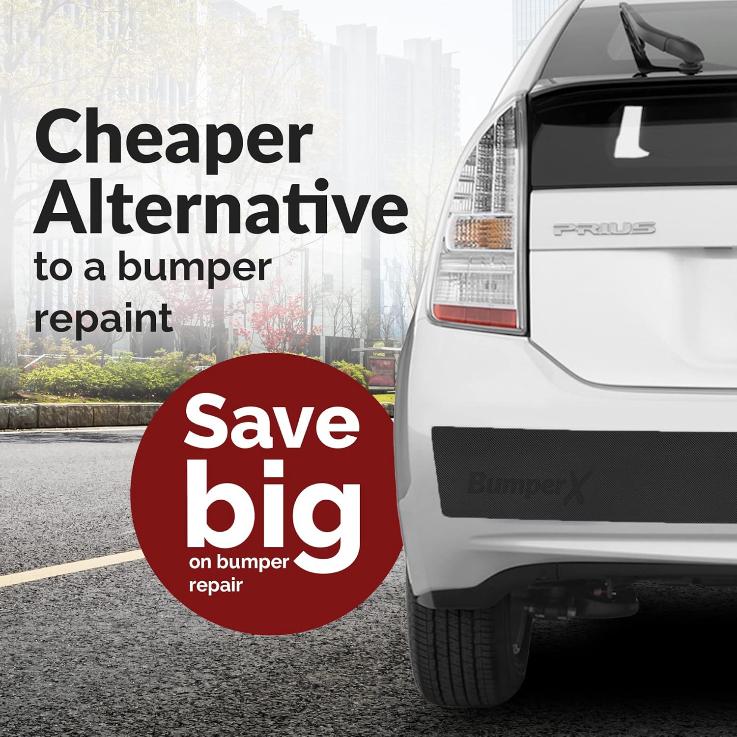 Car Rear Bumper Guard, DIY Peel & Stick On Car Bumper Protector, Adhesive Bumper Protector for Cars, Tough Rubber Protective Strip Universal Fit, 6 x 62 inches - BumperX