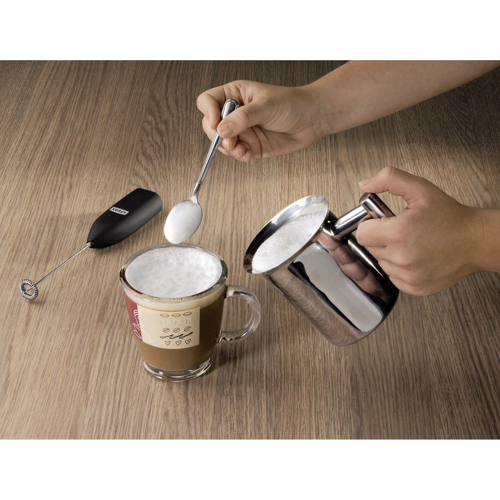Xavax Milchkännchen zum aufschäumen von Milchschaum, Edelstahl, Silber, 400 ml