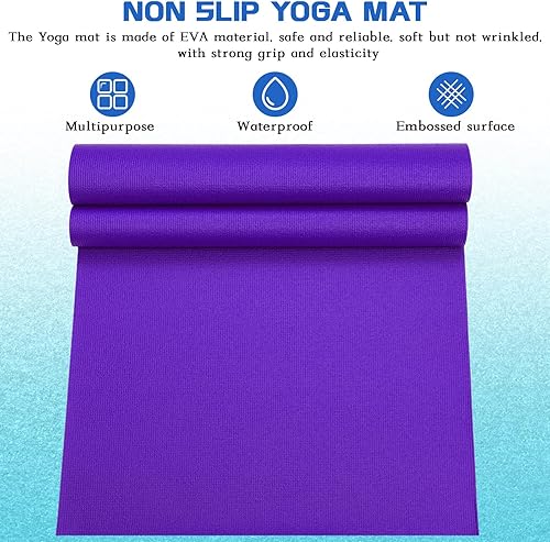 Miniatura 2 de Tinideya Paquete de 40 alfombrillas de yoga de 0.118 pulgadas de grosor a granel, 68 x 24 pulgadas, tapete de entrenamiento antideslizante para