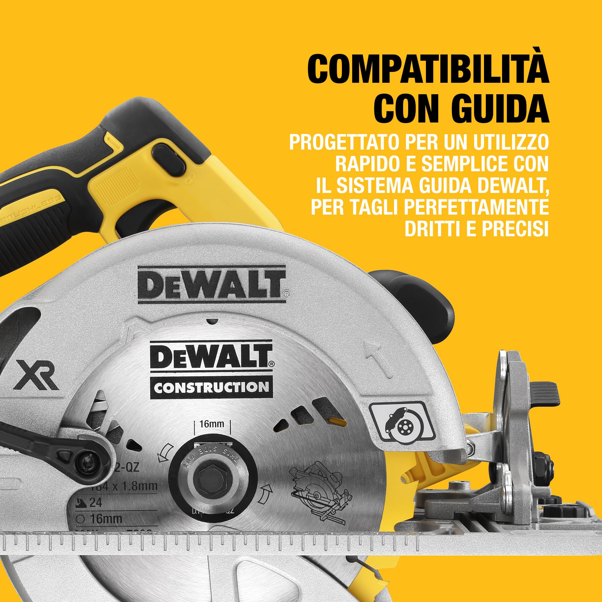 DEWALT Sega Circolare 18V motore BRUSHLESS, Solo corpo macchina, DCS572N-XJ
