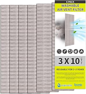 Originallife Washable Reusable Professional, Air Vent Filter, AC Vent Filter, Floor Register Filter for Home (Grey), 3" x 10", Reduce Dust, Dirt, Odor, Pollen, Hair, Aero-grade filter, 6-Pack