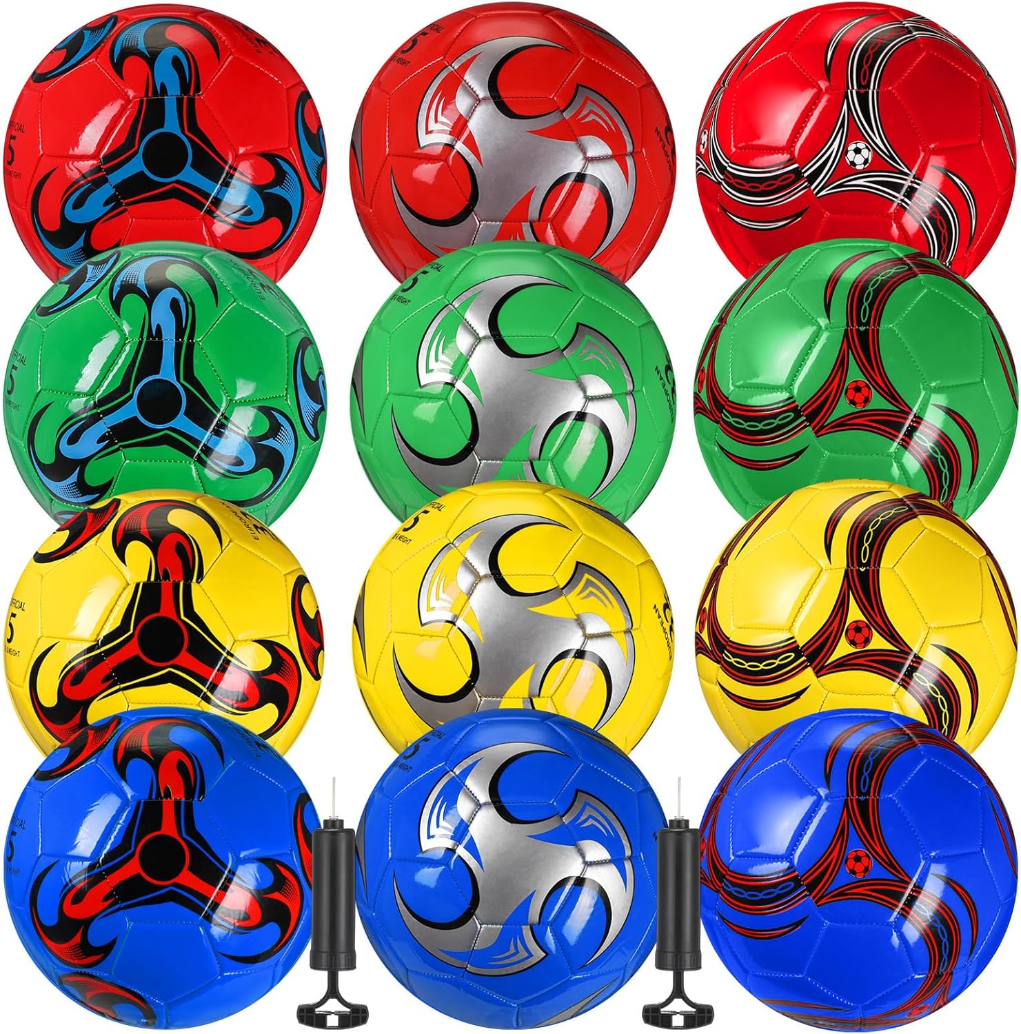 Balón de fútbol a granel con operación de bomba, tamaño 5 para deportes exteriores, bola cosida a máquina, suministros de donación de caridad