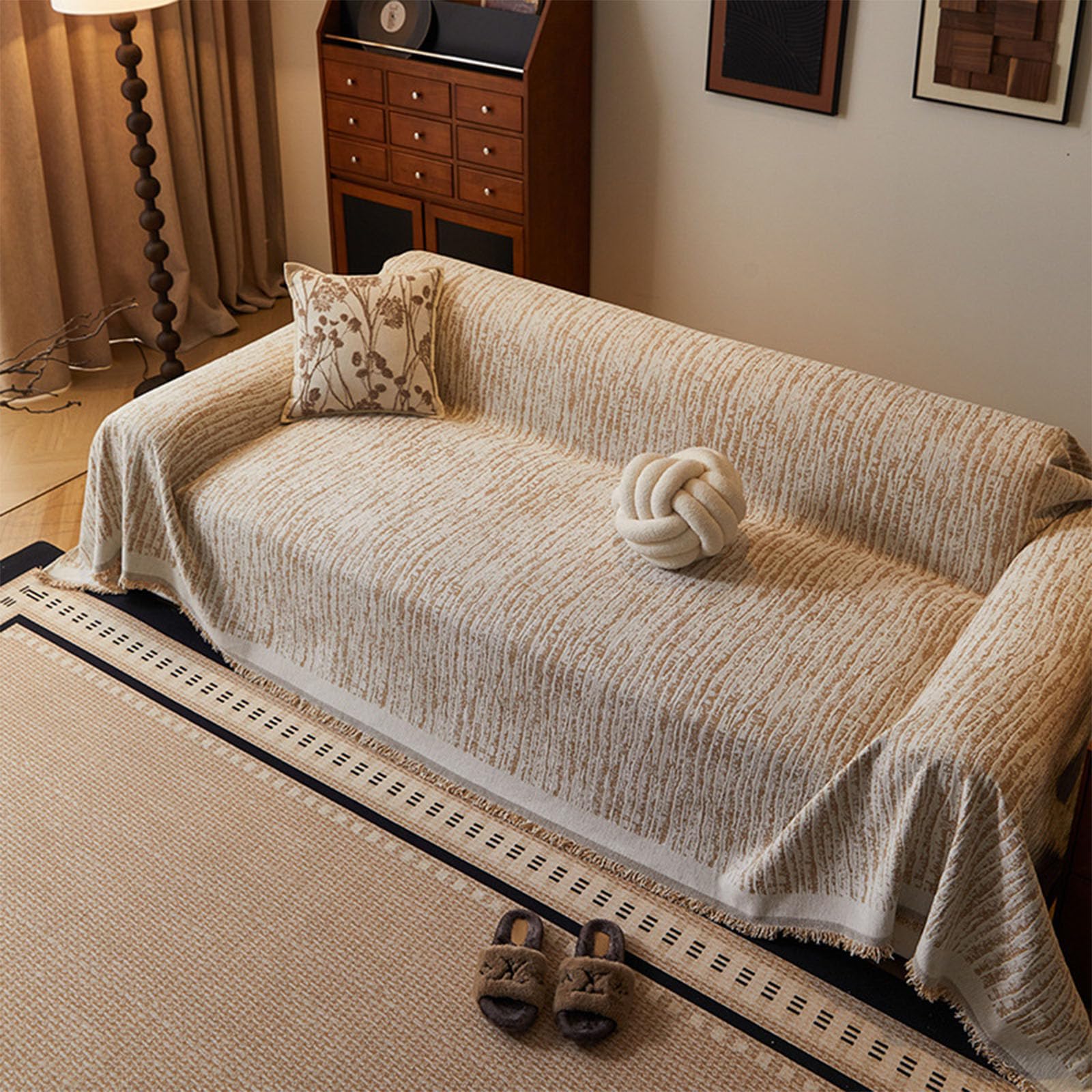 Housse de canapé en chenille pour moments cocooning en famille au salon 180x130