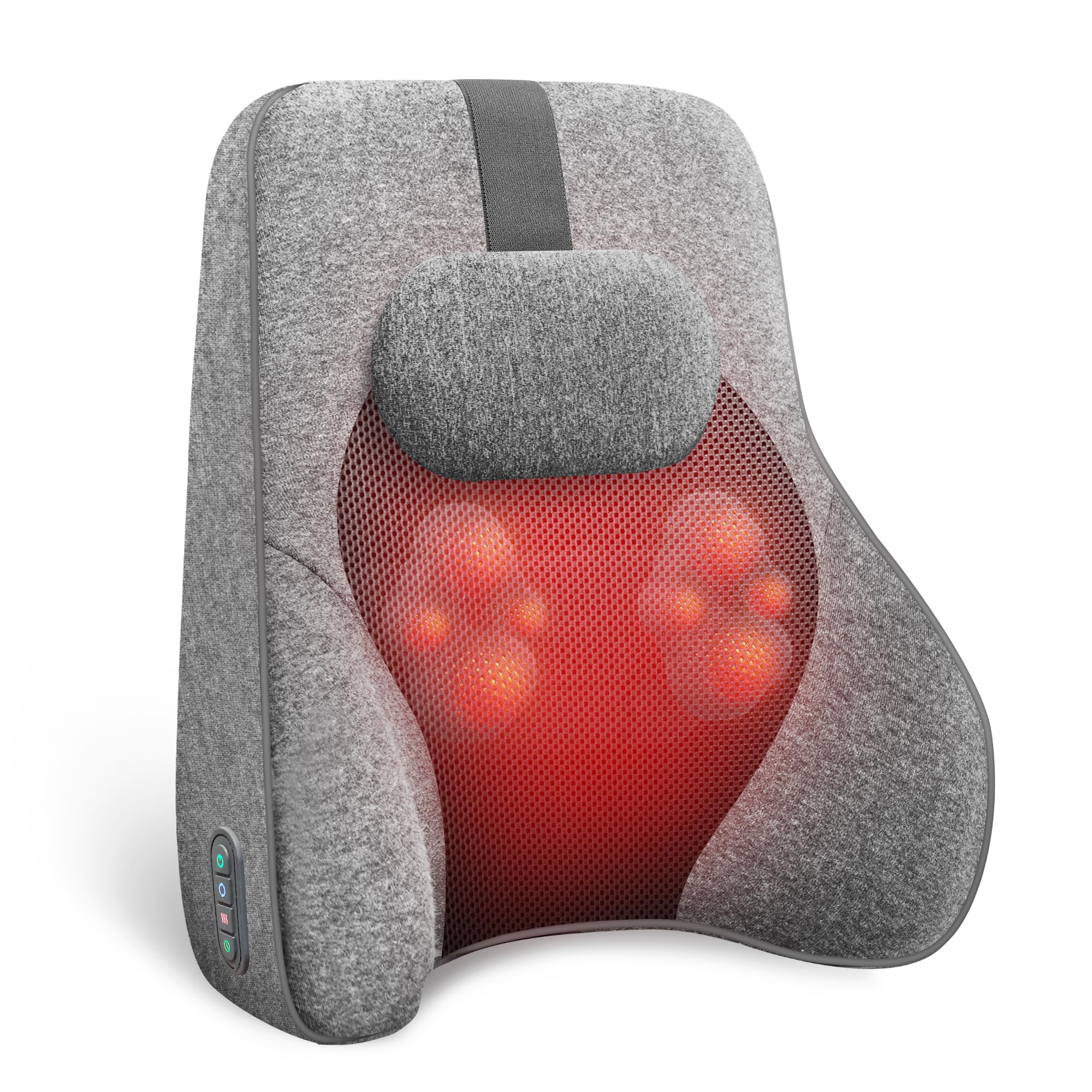 COMFIER Rückenmassagegerät mit ergonomischer Form, Shiatsu Massagekissen für Bürostuhl, 2 Heizstufen zur Muskelentspannung, für zu Hause & Büro