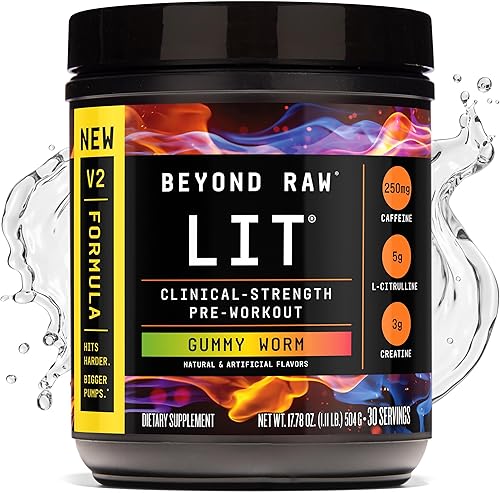 Vista 63 de BEYOND RAW LIT V2 - Polvo de entrenamiento de fuerza clínica, golpea más fuerte, bombas más grandes, cafeína, L-citrulina, creatina, manzana