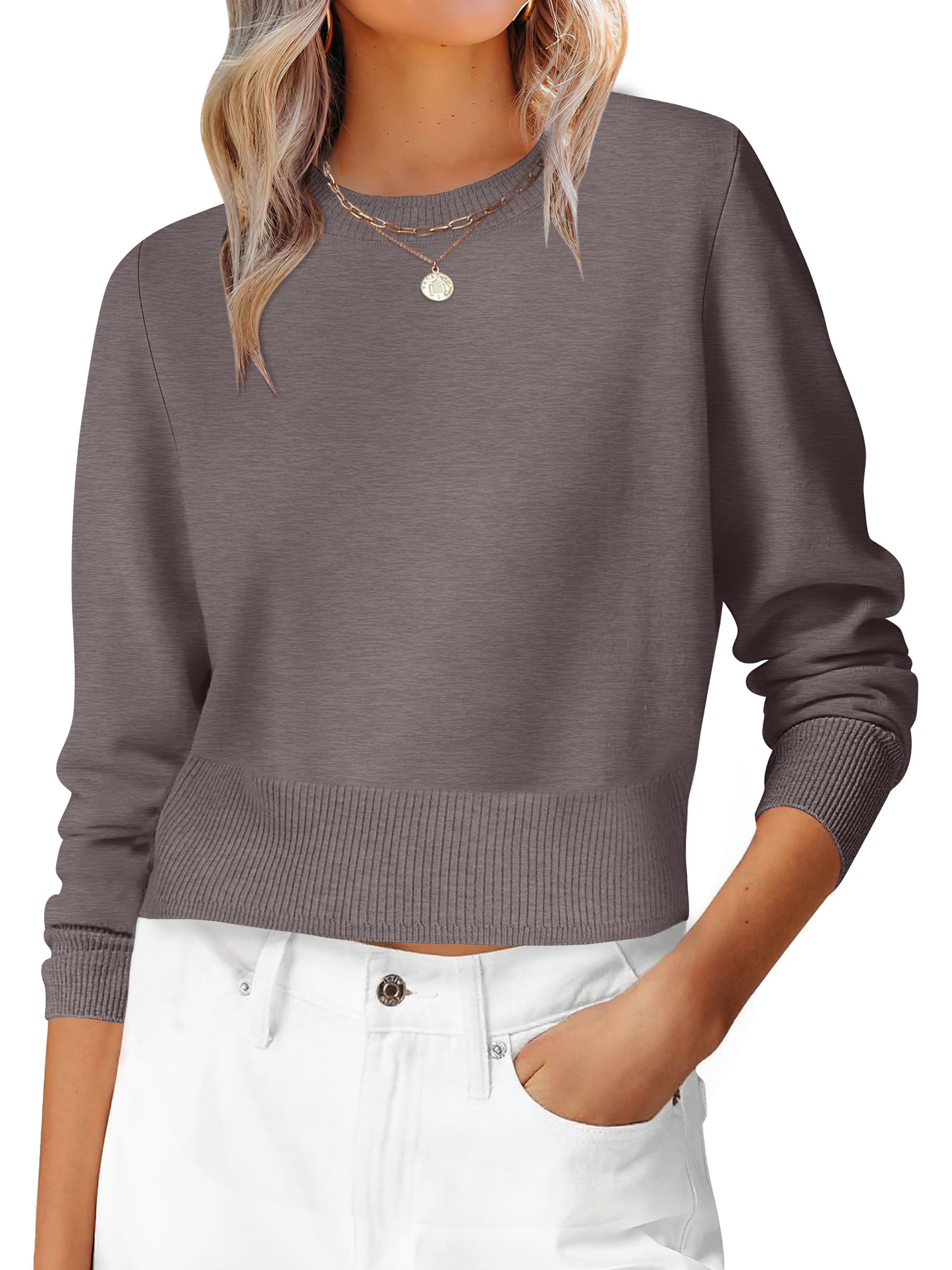 ANRABESS Women’s Long Sleeve Sweaters Cropped Crew Neck | Business Casual Tops,Light Weight Comfy Knit,Pullover ShortSweater,Basic Classic,Fall Fashion Winter Layer Clothes