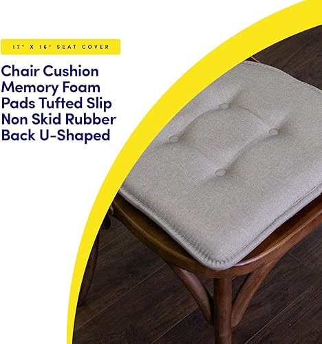 Miniatura 393 de Sweet Home Collection Cojines de espuma viscoelástica para silla, goma antideslizante y parte trasera de goma antideslizante en forma de U de 17 x