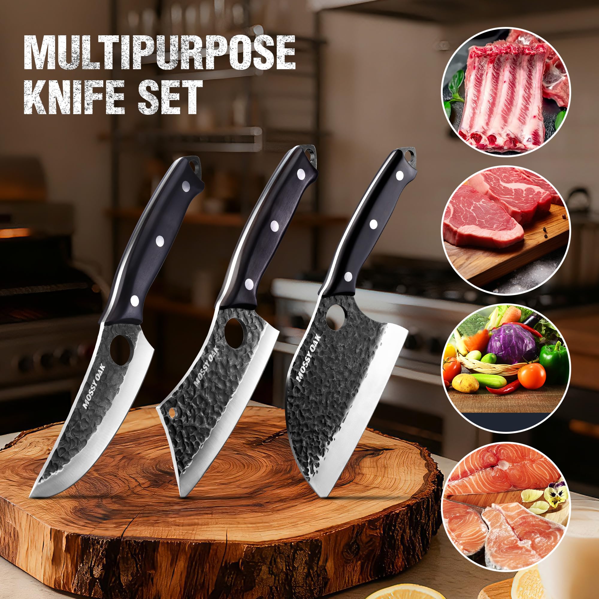 Mossy Oak Butcher Knife Set with Oxford Roll Bag, 3-Piece — Amazon image 7