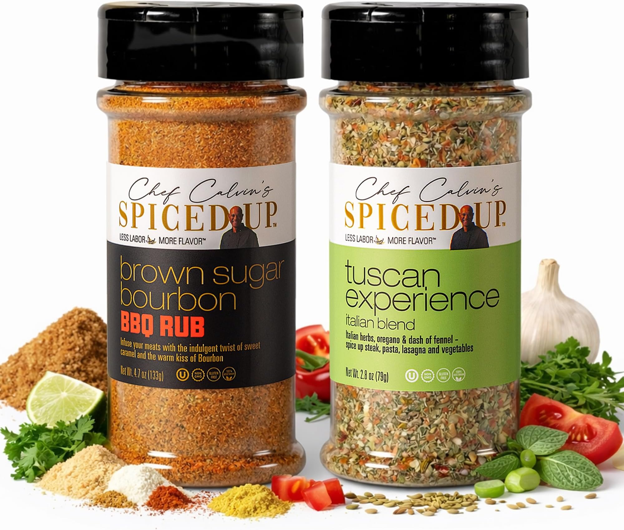 2 Pieces Combo Pack All Purpose Spices Blend for Cooking & Grilling | Brown Sugar Bourbon BBQ Rub for Roasting | Dried Italian Seasonings for Grilling Meat, Pork & Chicken | Vegan, Non-GMO & Gluten-Free
