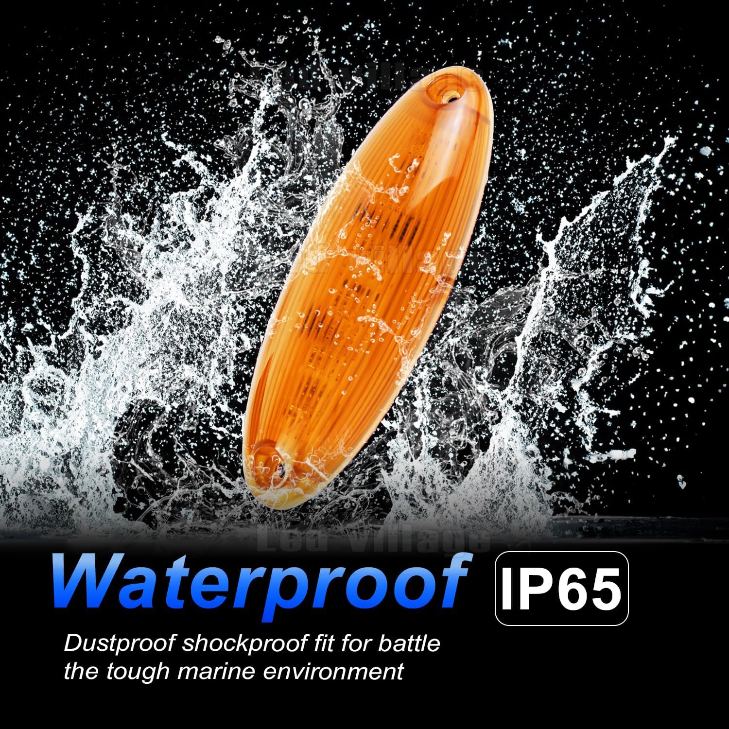 Amber LED Cab Marker Top Lights for 2008 2009 2010 2011 2012 2013 2014 2015 2016 2017 2018 2019 Freightliner Cascadia Heavy Duty Truck, Trailer 12V DC (5 Pcs)