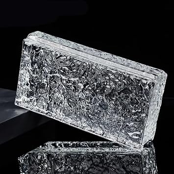 طوب زجاجي شفاف ، طوب كريستال مستطيل صلب على الوجهين ، عازل صوتي كتل زجاجية للعزل الحراري لجدار قسم زخرفي للمكتب 7.9 "x3.9" x2 "، Clear- B