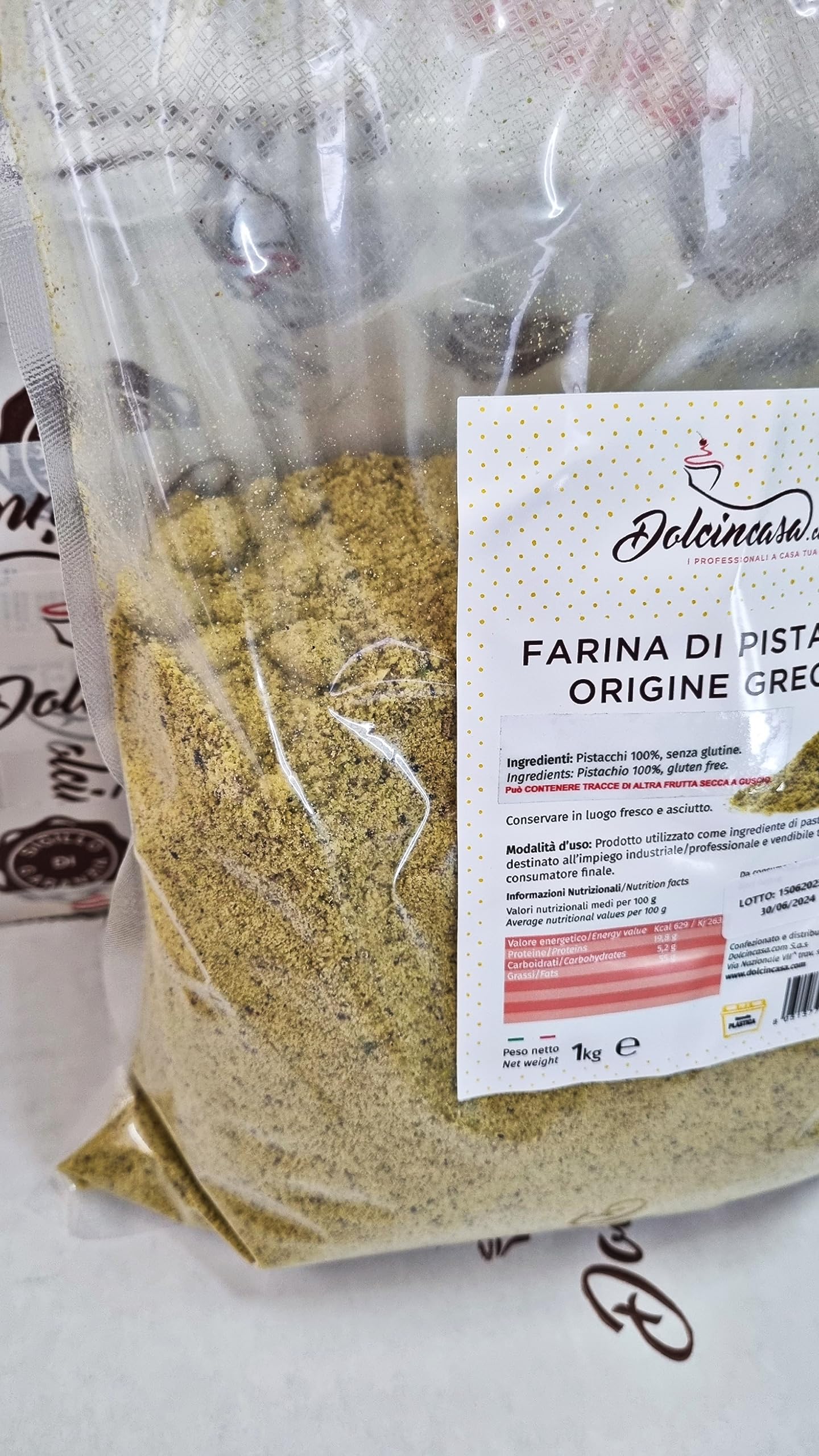 Dolcincasa-Farina di Pistacchi 100% per Ricette Dolci e Salate 500g Senza Glutine