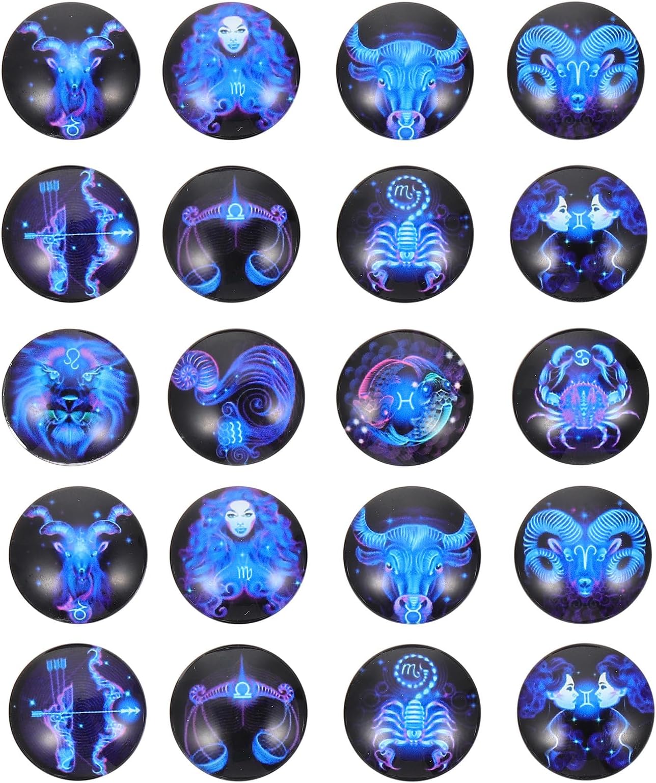 Abaodam 100pcs Time Gem Patch Constellation Glass Constellation Cabochons 12mm Imitation Gemstone Patches Glass Cabochons DIY Zodiac Charms Glass Beads for Vases Jewelry Glass Stone 3D