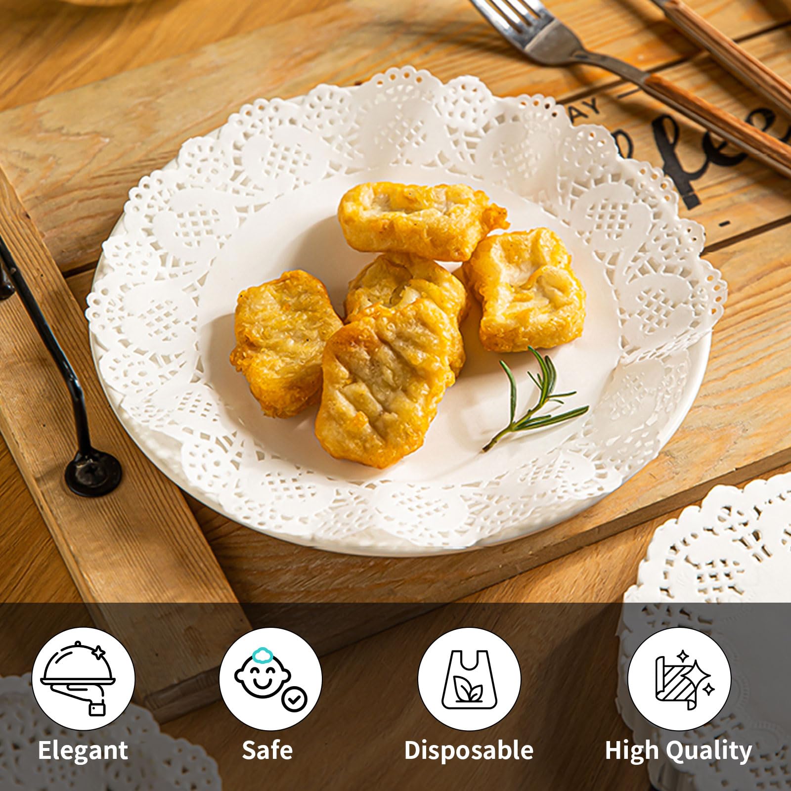 Centrini Di Carta Ovali In Pizzo Bianco | 100 Pezzi USA E Getta | Per Matrimoni, Compleanni E Decorazioni Tavola - Foto 12