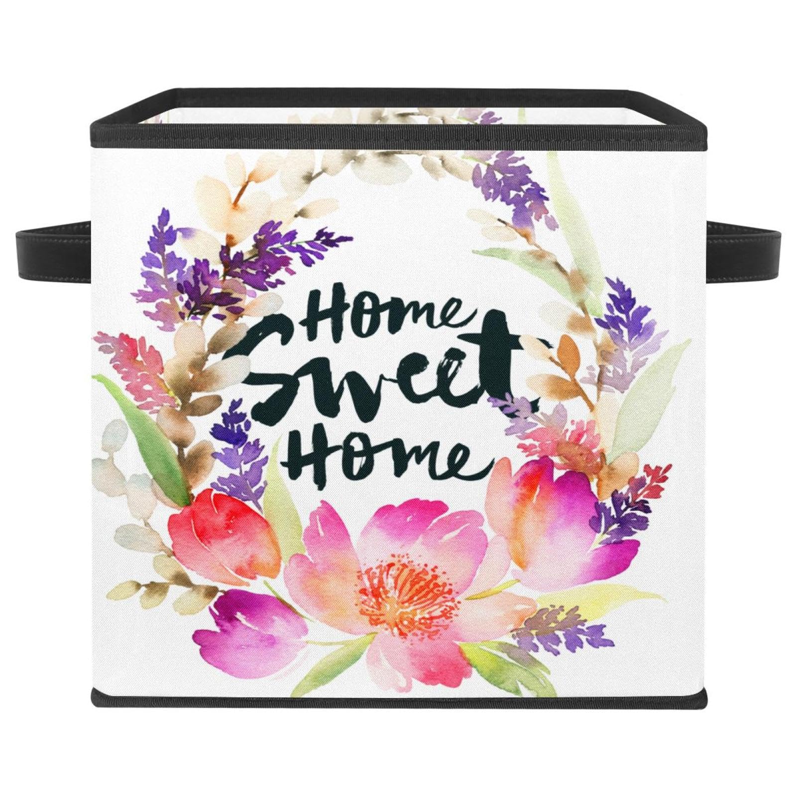 Boîte de rangement pliable cube en tissu Home Sweet Home pour placard
