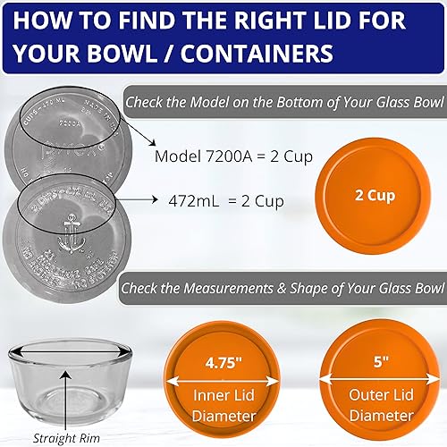 Miniatura 6 de Tapas de repuesto de 2, 4 y 7 tazas para cuencos de almacenamiento Pyrex, Anchor Hocking y KlareWare, solo tapas, recipiente de vidrio no incluido