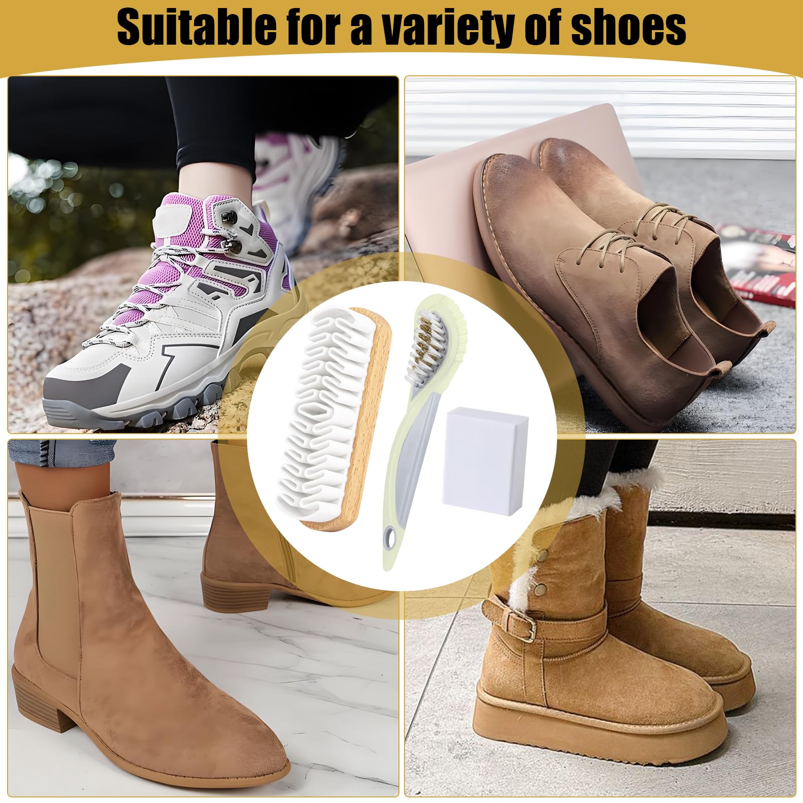 Multifonctionnelle Gomme a Daim, Crêpe Résistante Brosse Daim Chaussuresbrosse, Chaussure pour Le Nubuck et Le Daim, Kit de Nettoyage pour Daim et Nubuck l'entretien du Cuir
