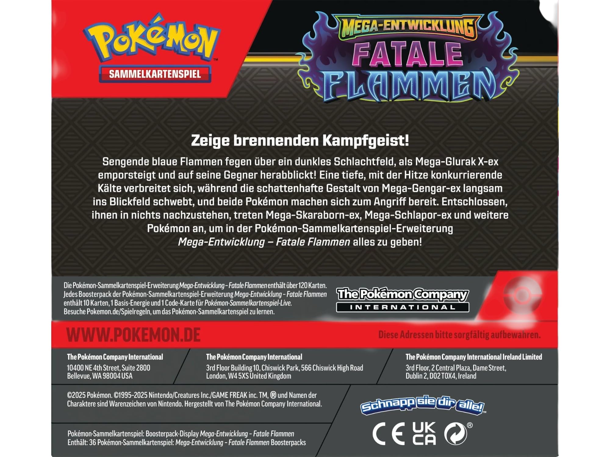 Pokémon-Sammelkartenspiel: Boosterpack-Display Mega-Entwicklung – Fatale Flammen (enthält 36 Boosterpacks)