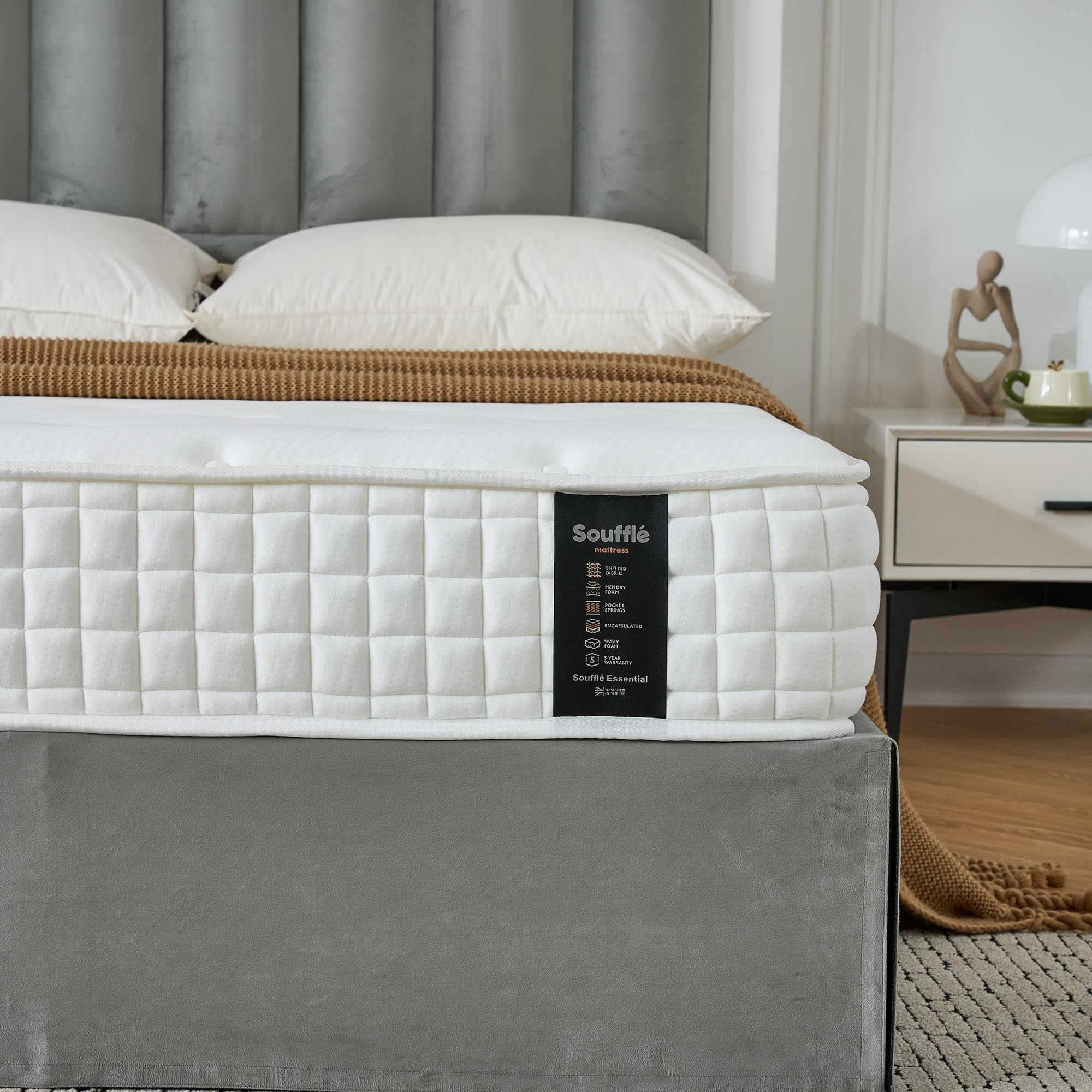Sana Essentials Super King Mattress 6FT, 7-Zone Pocket Sprung Foam Support for Comfort, Medium Firm Orthopaedic Design, Motion Isolation, Breathable and Durable Construction, 180x200x20 cm — image 1