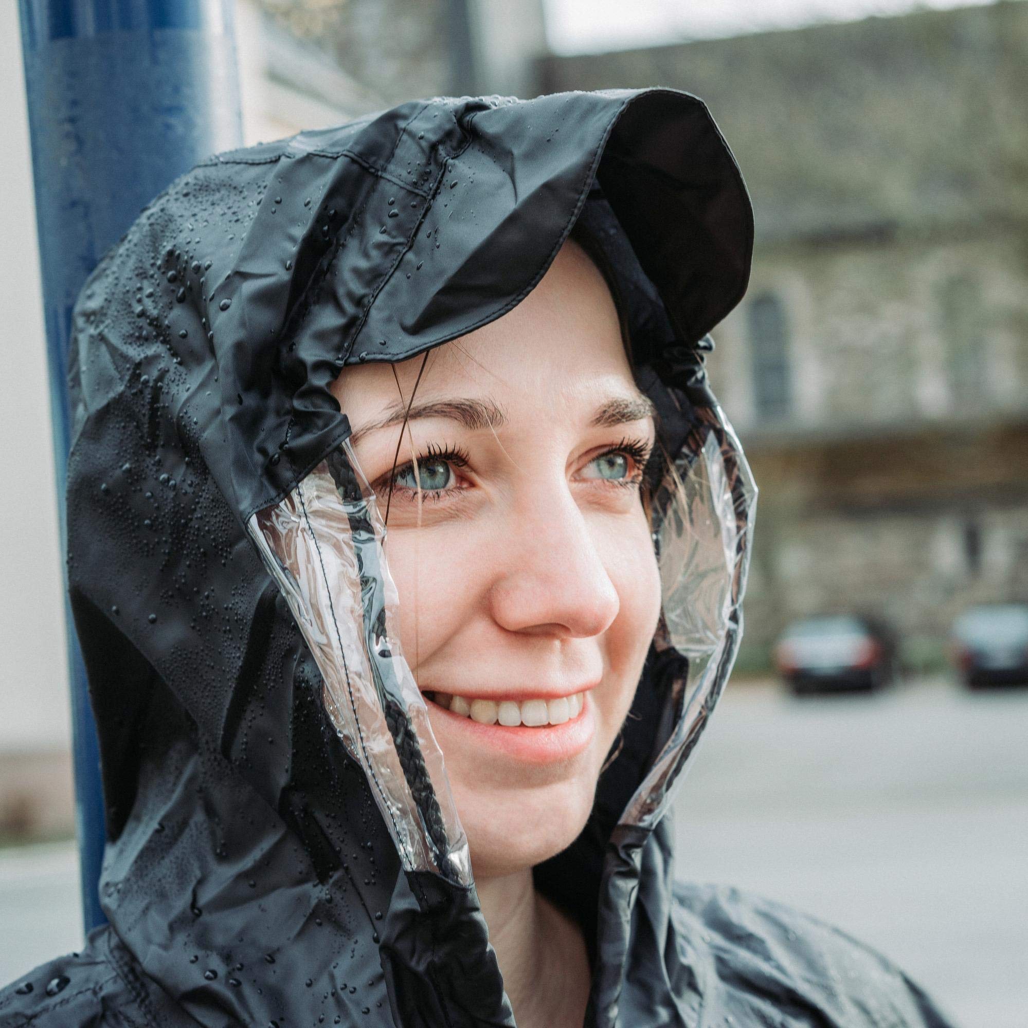 AWHA Poncho Impermeabile da Ciclismo - Poncho Antipioggia con Cappuccio con Lati Trasparenti/Fascia Riflettente/Poncho Antipioggia Uomo e Donna/Monopattino