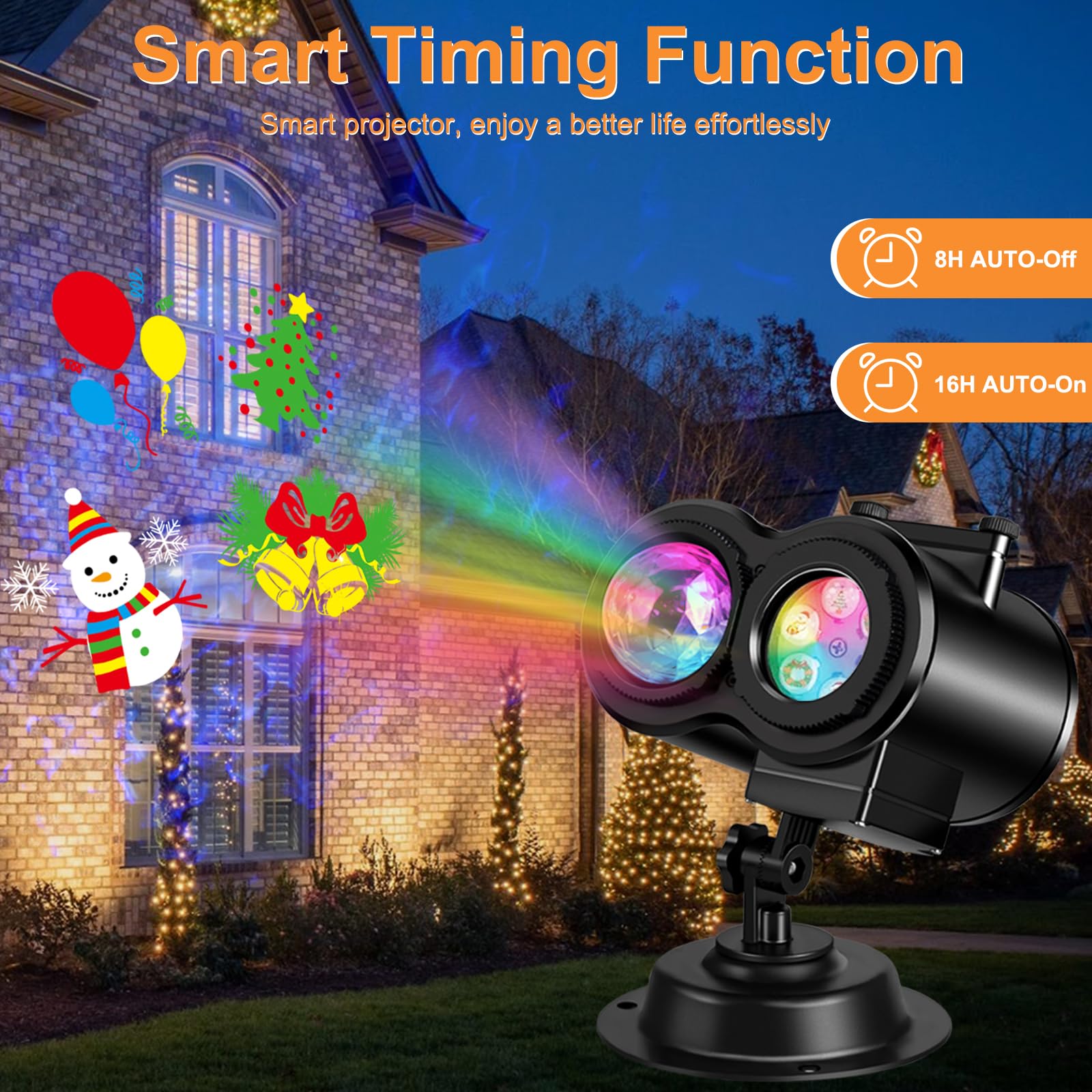 LED Projektor Weihnachten,Halloween Projektor outdoor mit 24 Dias und Ocean Wave Effect,Weihnachtsdeko Aussen IP44 wasserdicht Christmas Lichter für Weihnachten,Halloween,Geschenk