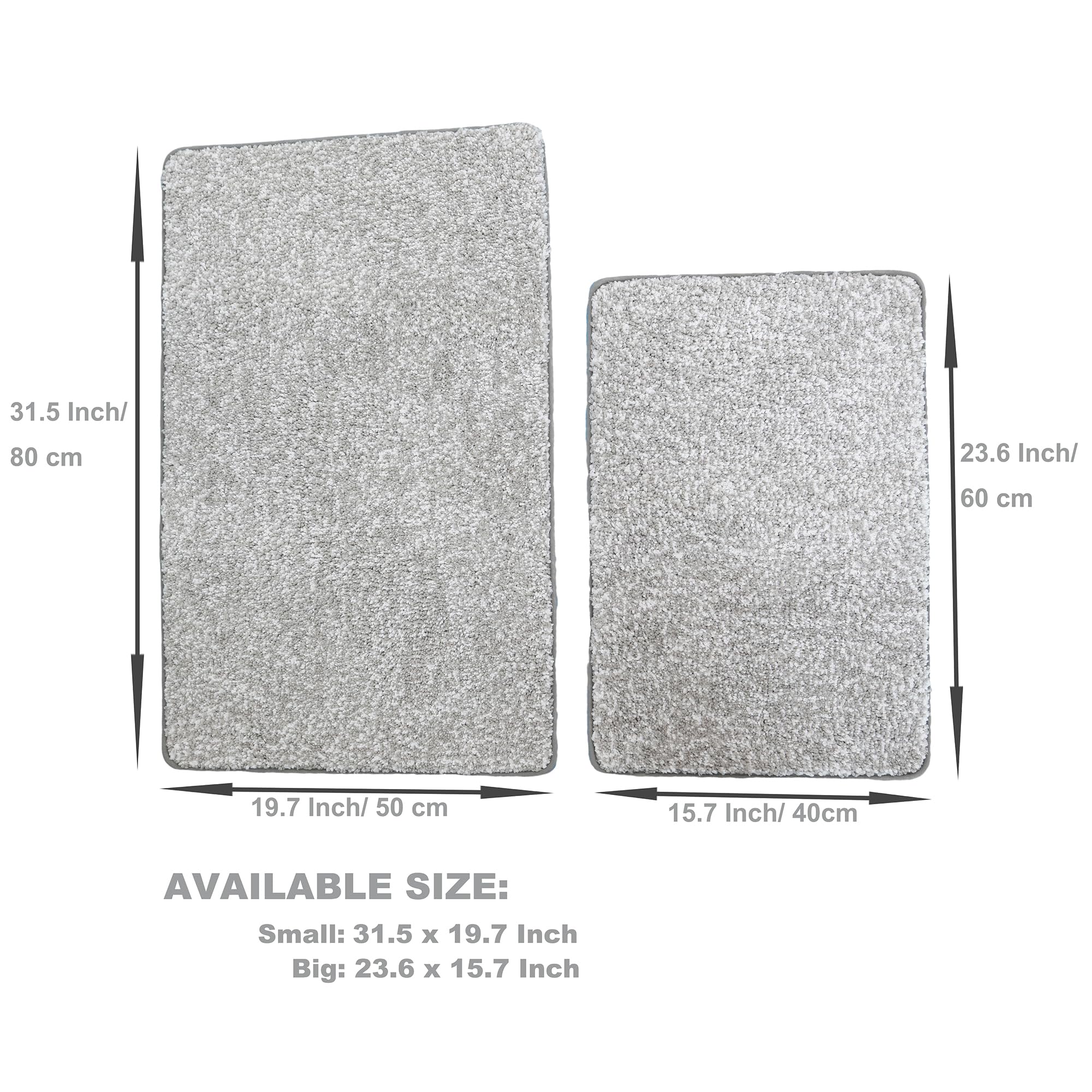 Niedliche graue Badematte, helle Badezimmerteppiche, rutschfest, maschinenwaschbar, Badematte, weiche Mikrofaser, Teppich für Badewanne und Dusche (60 x 40 cm)