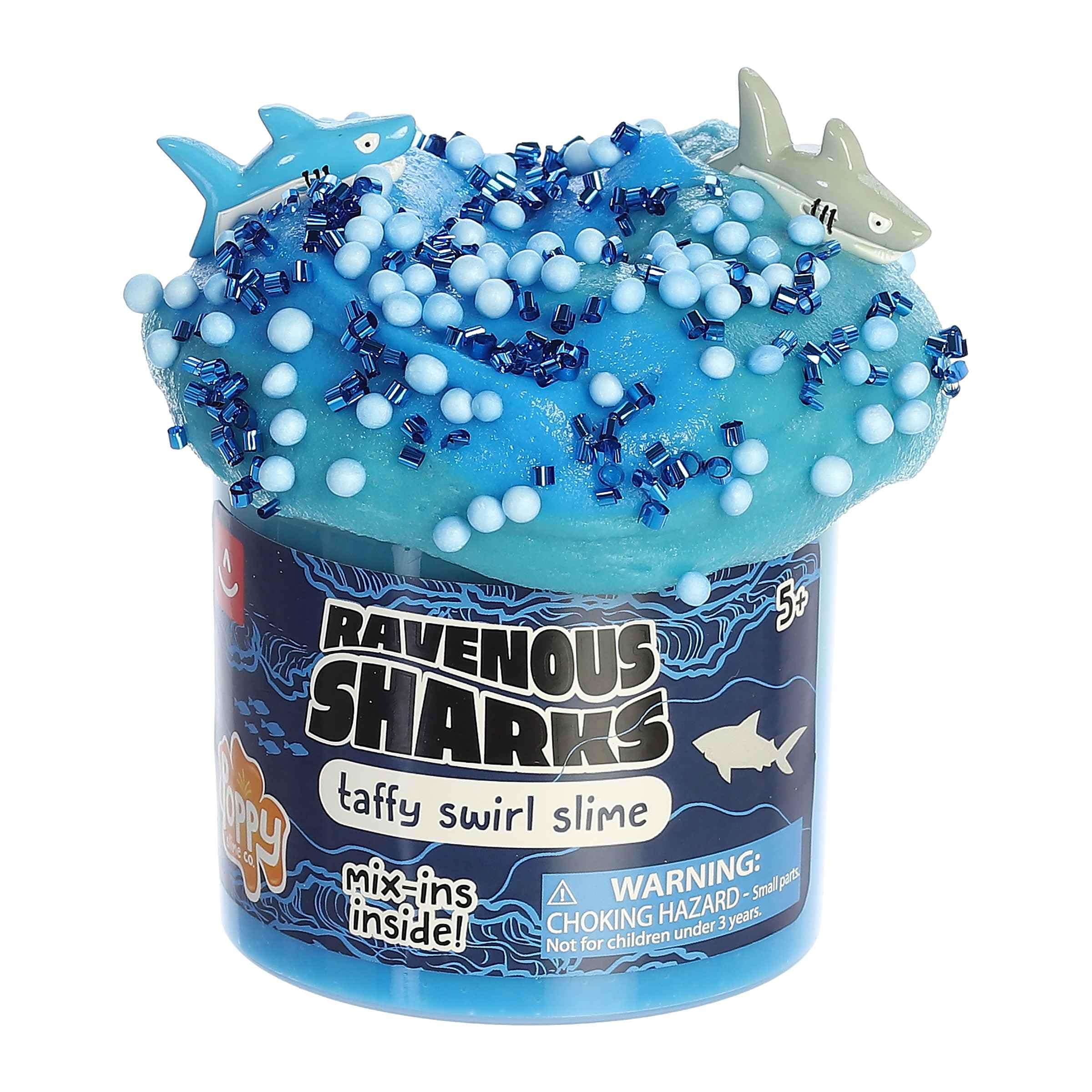 Aurora® Toys Gooey Poppy Slime Co.™ Ravenous Sharks Slime Toy - Sensory Play for Fun Playdates - for Kids 5+ Years, Adults, and Parents - Blue 11.3 oz