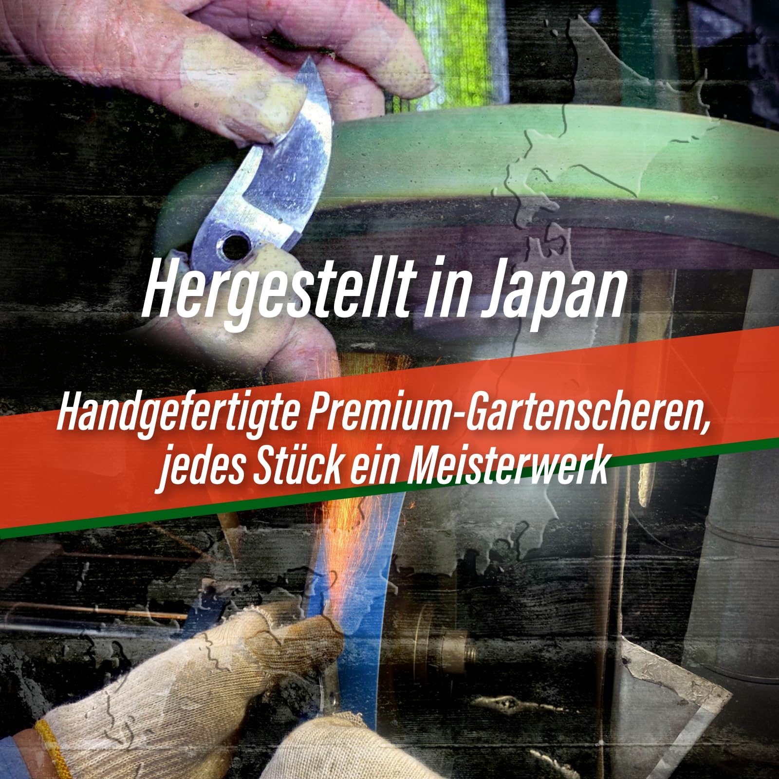 SUIZAN Bypass Gartenschere 200mm - Japanische Baumschere Rosenschere