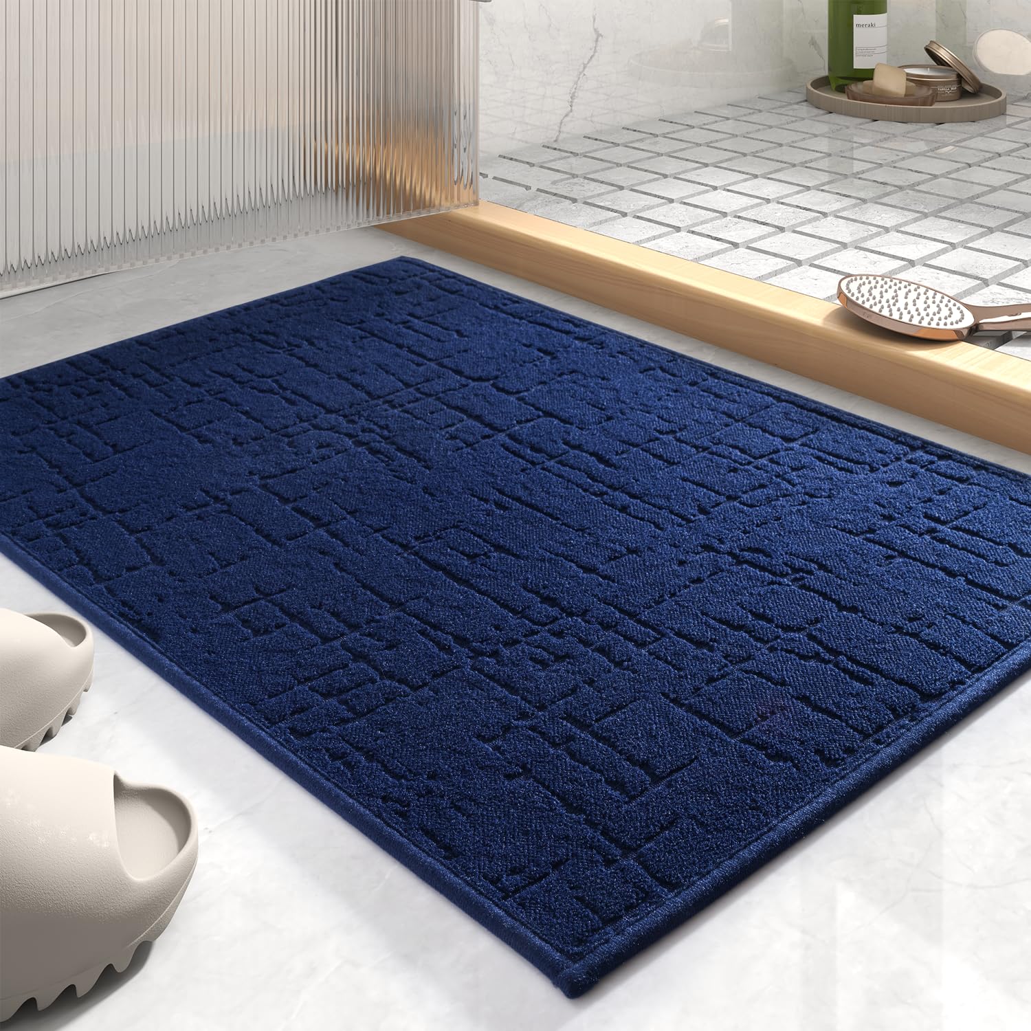 AMOAMI-Bath Mat-Absorbent Quick Dry Bathroom Floor Mats-Washable Rubber Backing Bath Mats for Bathroom Rugs Fit Under Door-Bath Rug for in Front of