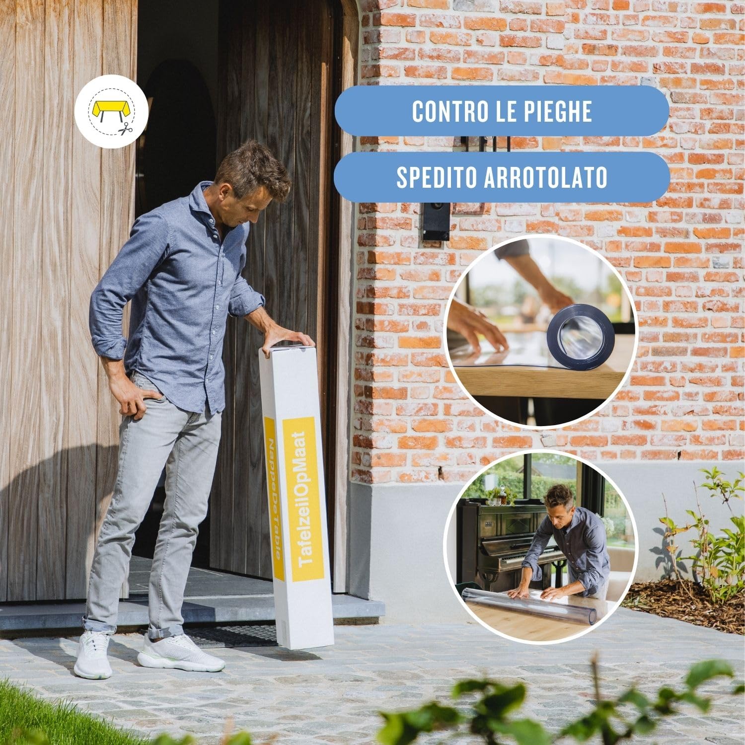 Trente Pellicola per Tavolo Rotonda 100 cm Ø – Spessore 3mm – Protezione Tavolo con Bordi Smussati – Tovaglia Trasparente Lavabile e Resistente – Pellicola Protettiva per Interno ed Esterno