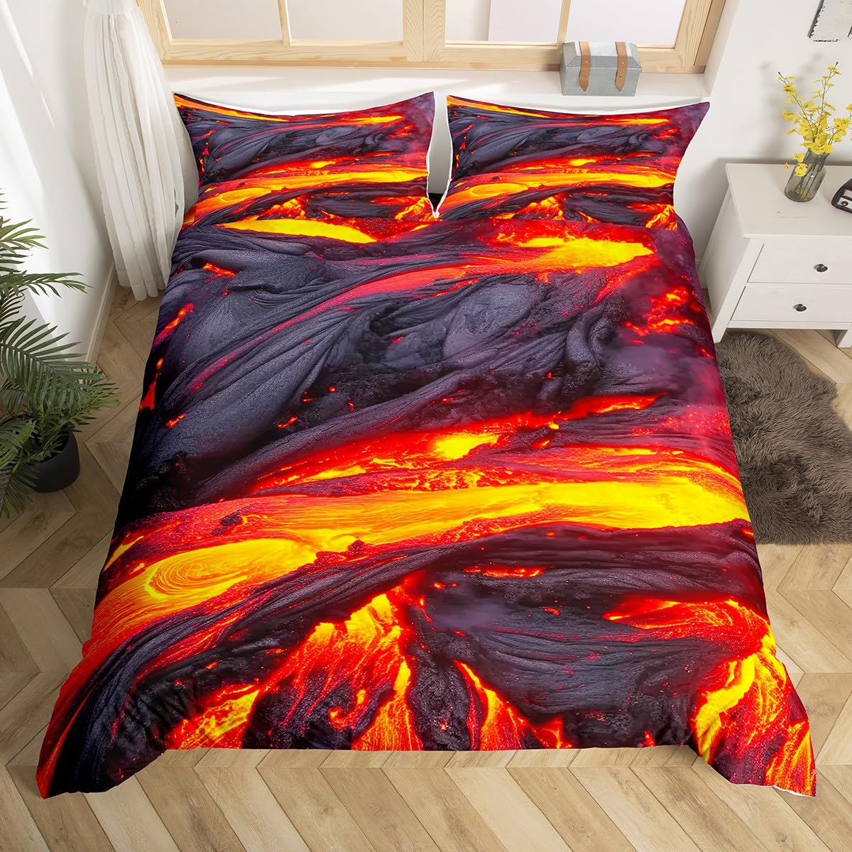 Erosebridal Volcano Disaster Printed Bedding Set King