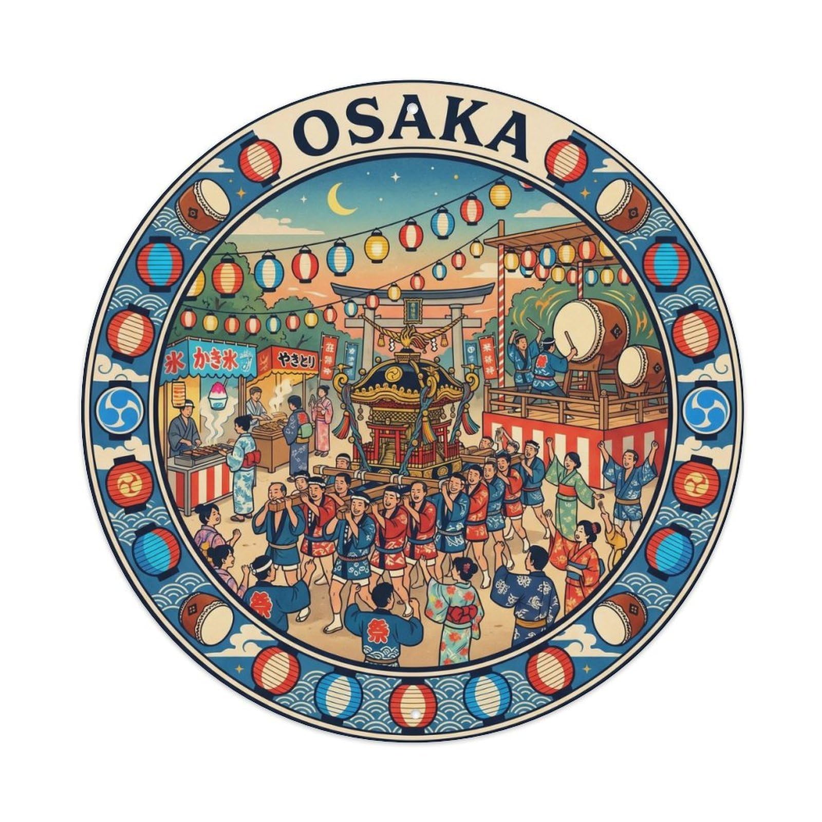 Olhnbad Style Osaka Namba Yasaka Shrine Colorful Lantern Festival Metal Tin Sign