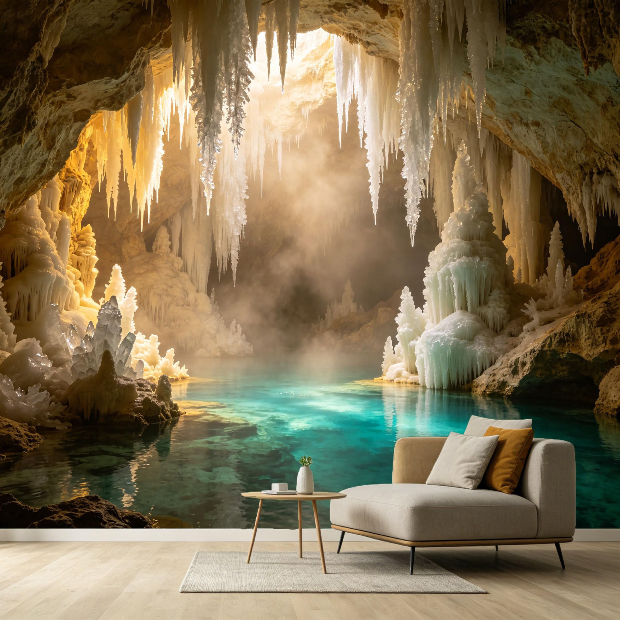 Custom Size Wall Murals Ice Cave Underground Lake 3D Trompe L'Oeil Landscape SelfAdhesive Wall Fabric Removable Large Wallpaper for Photo Living Room Interior Decor