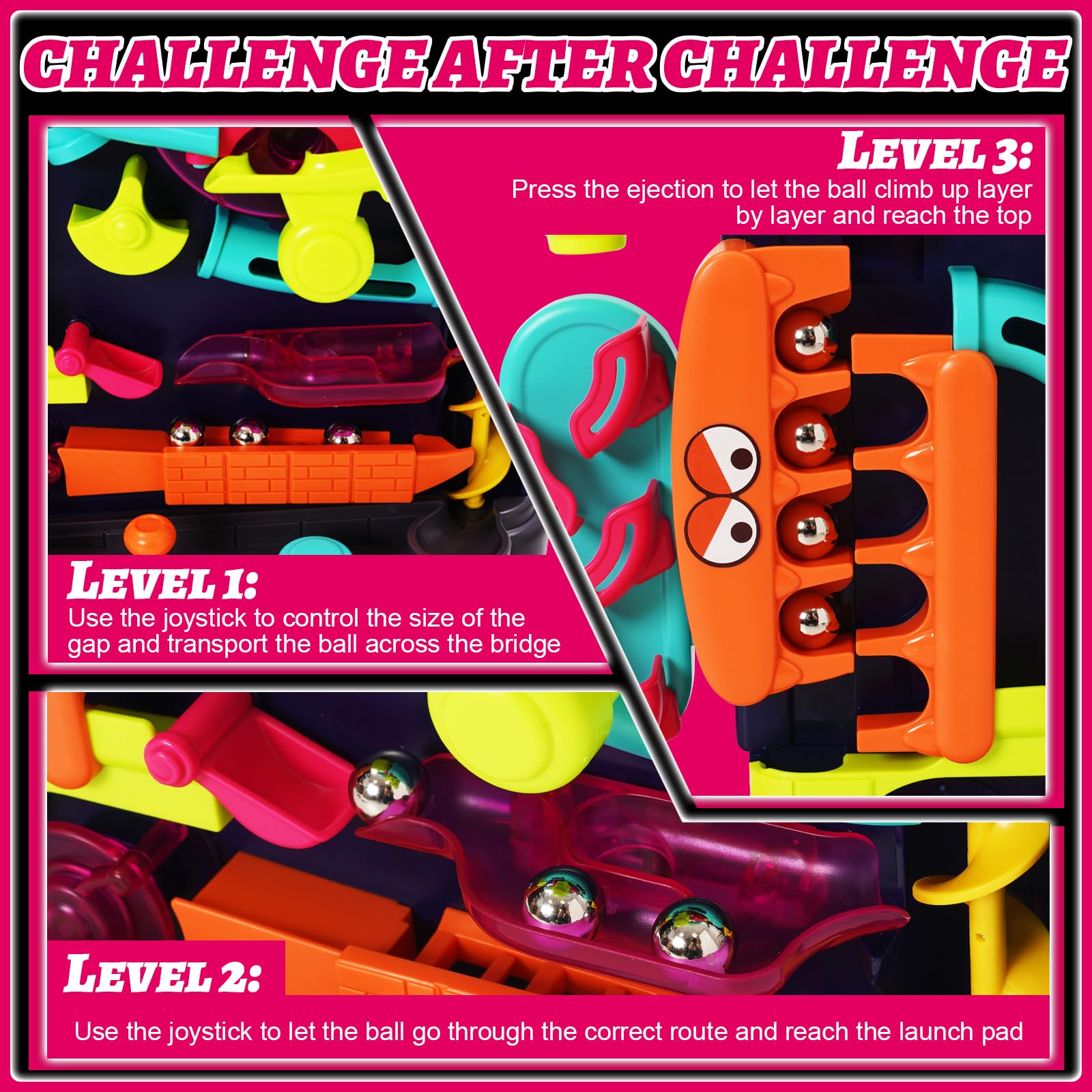 Vertical Obstacle Course Marble Run Toy,Hand-eye Coordination Puzzle Games,Kids Fine Motor Skills STEM Educational Learning Toys,Familiy Interactive Toys for Travel,Holidays Indoor Outdoor - Image 4
