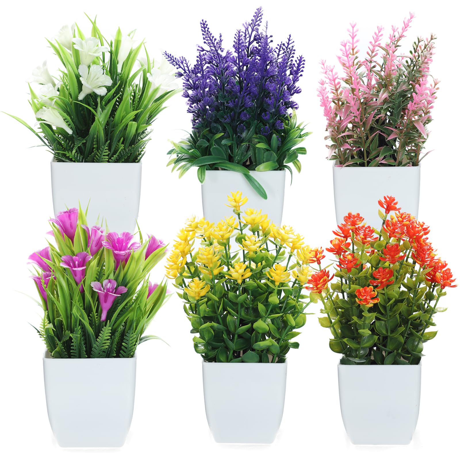 Auxemuen 6 Packs Small Faux Plants Potted Interior Decoration