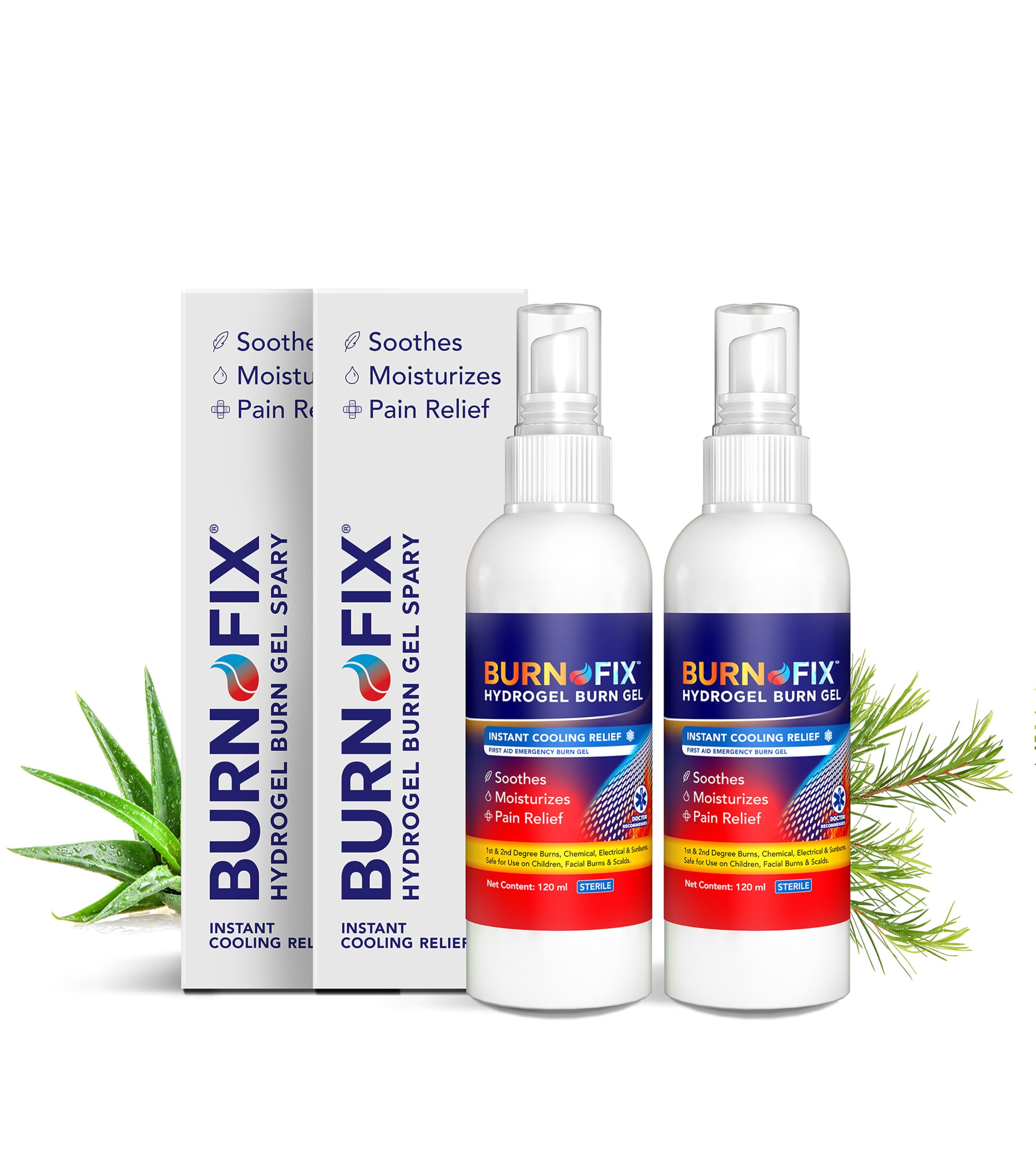 BurnFix® Hydrogel Burn Spray – 2 Pack (120ml Each) | Fast Cooling Relief for 1st & 2nd Degree Burns, Sunburns & Scalds | Doctor Recommended, Soothes & Hydrates Skin | Safe for Kids & Adults (2)