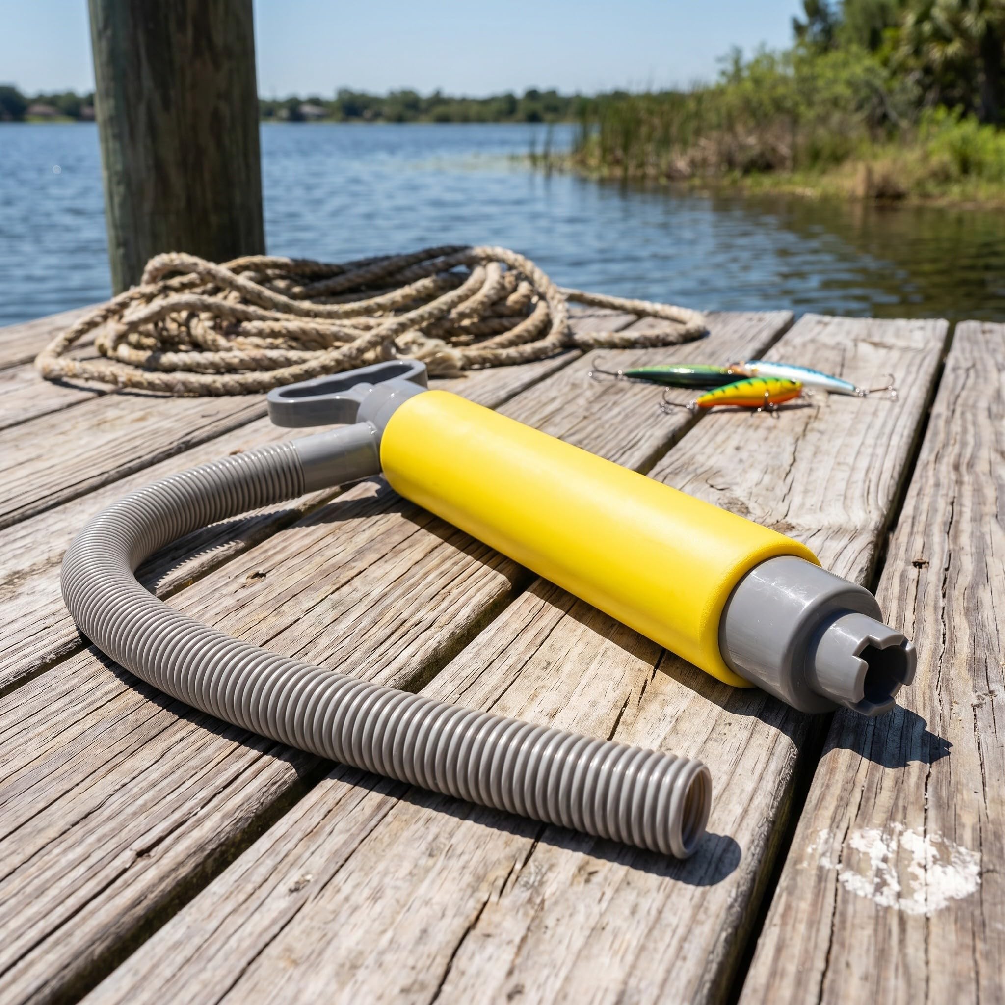 OUNONA Żółta pompa zęzowa z wężem | 18-calowa plastikowa ręczna pompa wodna do łodzi, kajaka i sprzętu outdoorowego | Wydajne odprowadzanie wody z kajaka, kanu i łodzi
