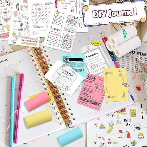 Miniatura 4 de HUIJUTCHEN 10 rollos de papel térmico para mini impresora sin tinta, 5 rollos de papel adhesivo térmico y 5 rollos de papel liso térmico, 2.244 x