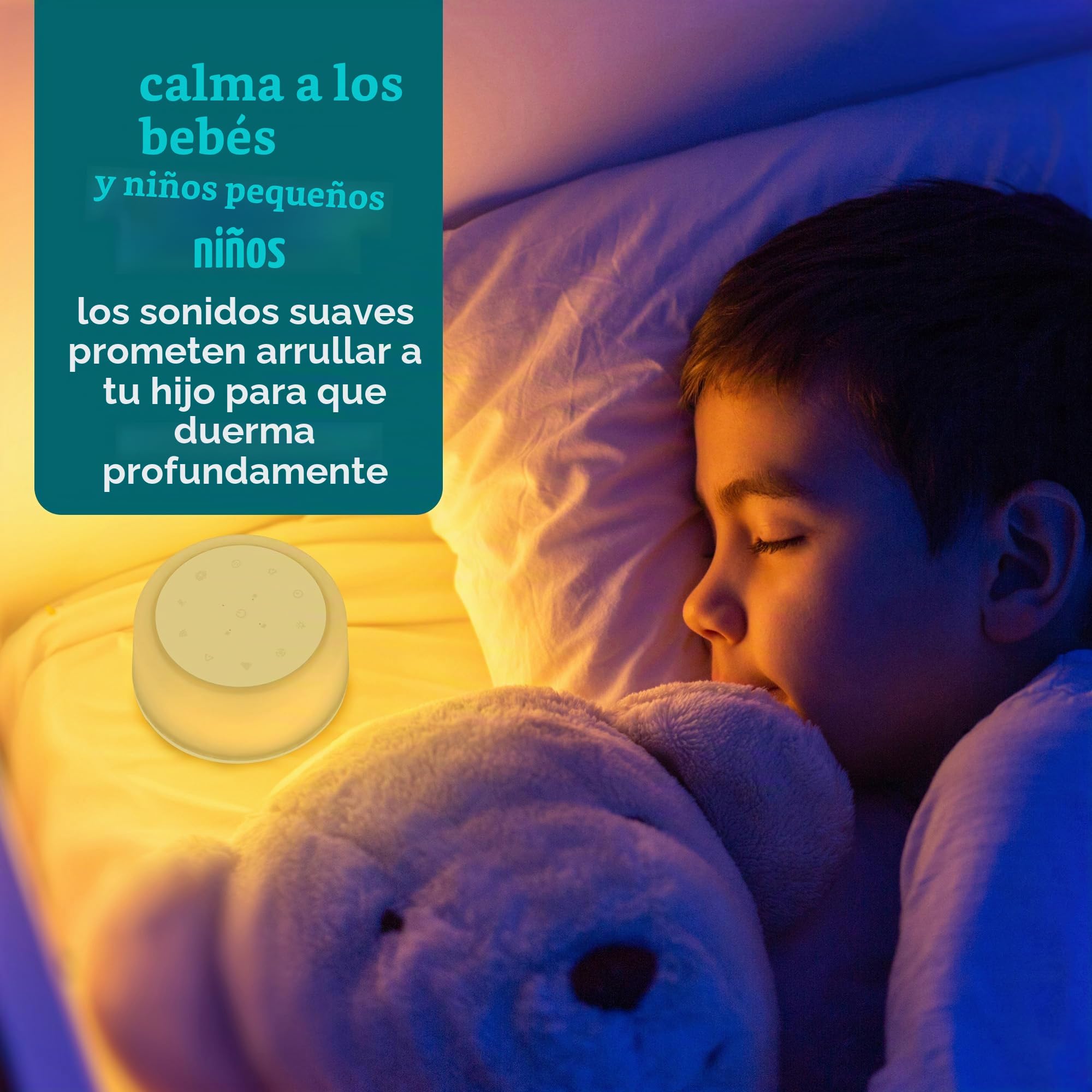 Homedics Soundsleep Aura - Máquina de Ruido Blanco Portátil, Ayuda para el Sueño de Bebés y Niños Pequeños, 14 Sonidos Naturales y 7 Sonidos de Meditación - Luz Nocturna Blanca con 7 Colores