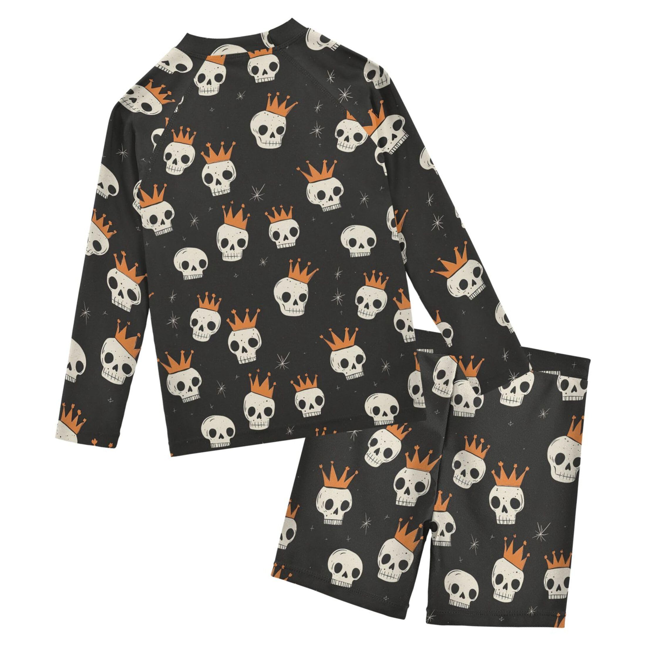 Skull Crown Toddler and Baby Boys' 2-Piece Swimsuit Trunk, Long Sleeve Rashguard Bathing Suit B0404386