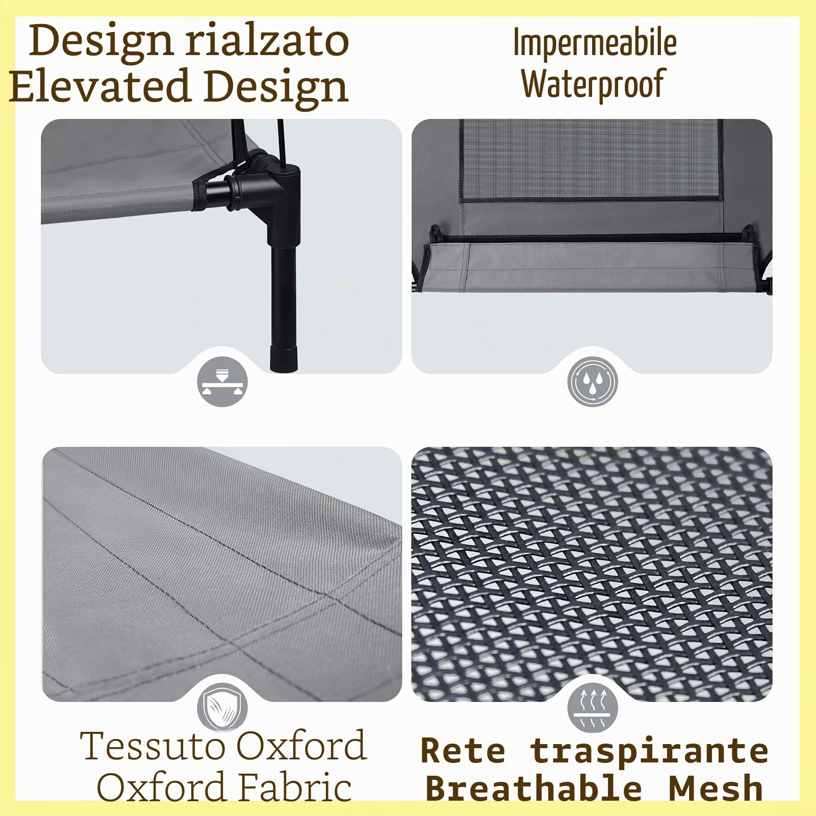 ACXIN Cuccia per cani con baldacchino, lettino per cani e gatti, per esterni, con tessuto rialzato, traspirante e taffetà fino a 50 kg (L, 92 x 76 x 92 cm)