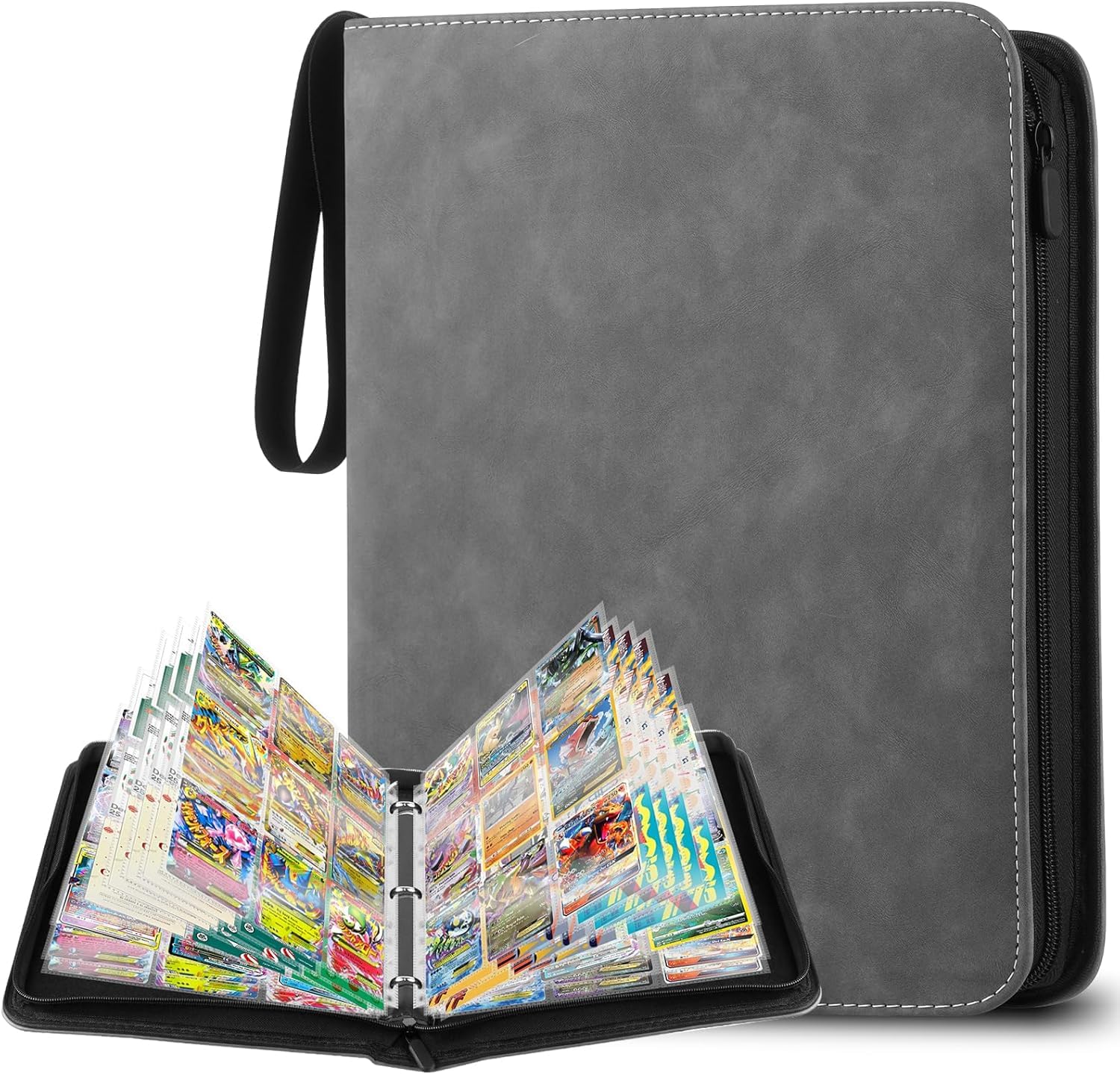 Album Cartas, Album para Cartas Magic, 900 Album Cromos, Álbum de Cartas Coleccionables, Carpeta Cartas Transparente, Gris - 1