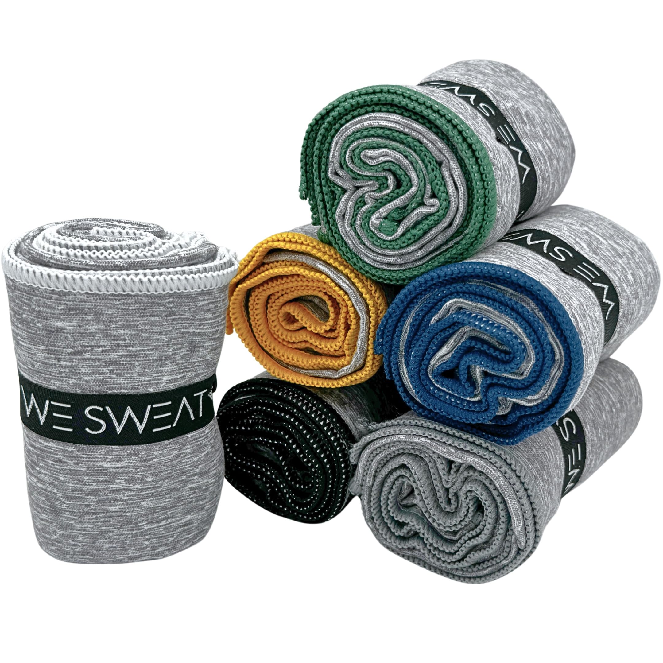 We Sweat’s Microfiber Gym Towels (6 Pack), Silver ION Odor-Free Soft and Absorbent, Sweat Towels for Gym, Travel, Hiking, Working Out, Camping, Sweat Towel (32" x 16")