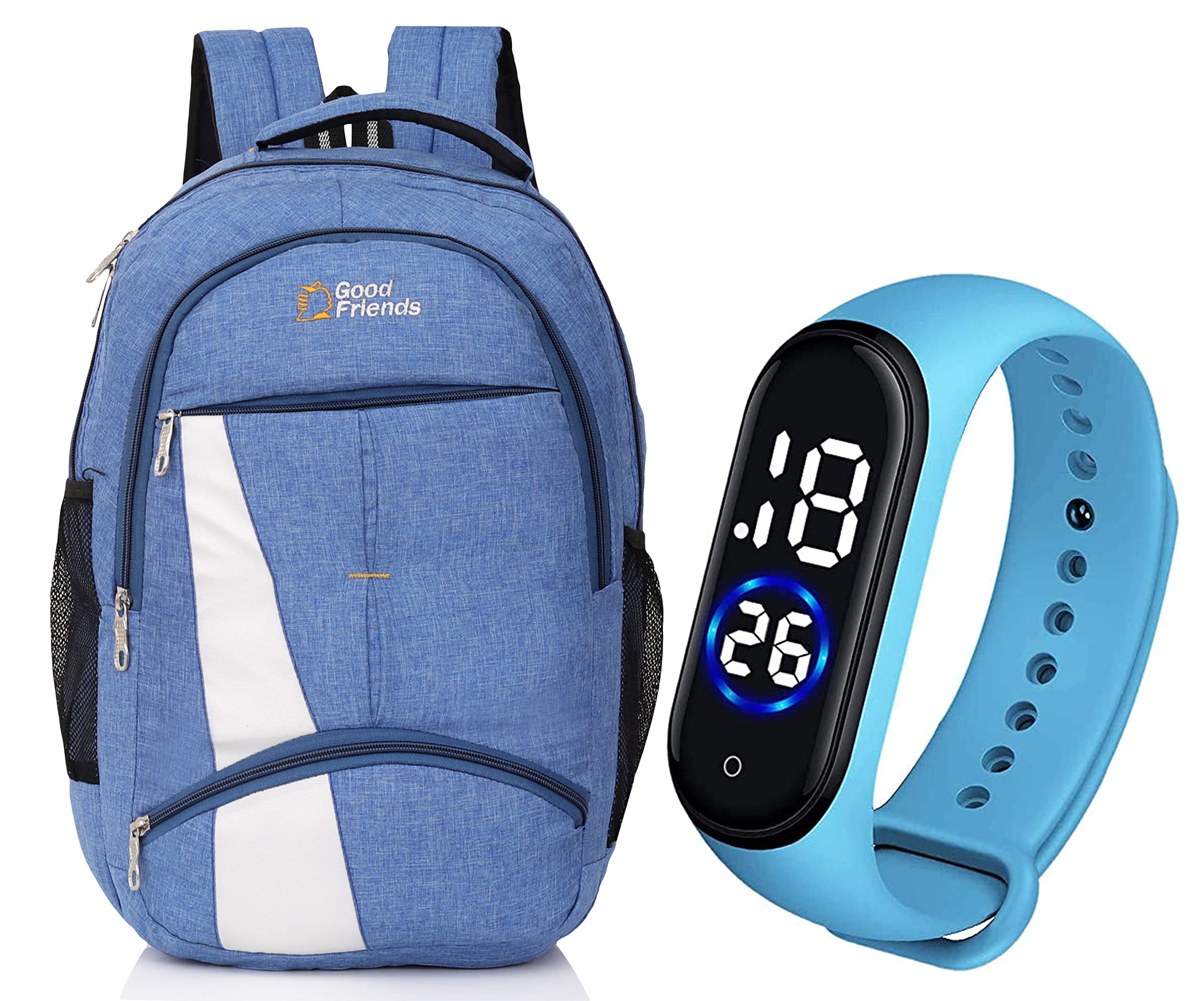 Goodfriends School Bag, College Backpack, Laptop Bag Festival Offer Digital Watch Combo(Blue) (B0BY558WDY) Amazon Price History, Amazon Price Tracker