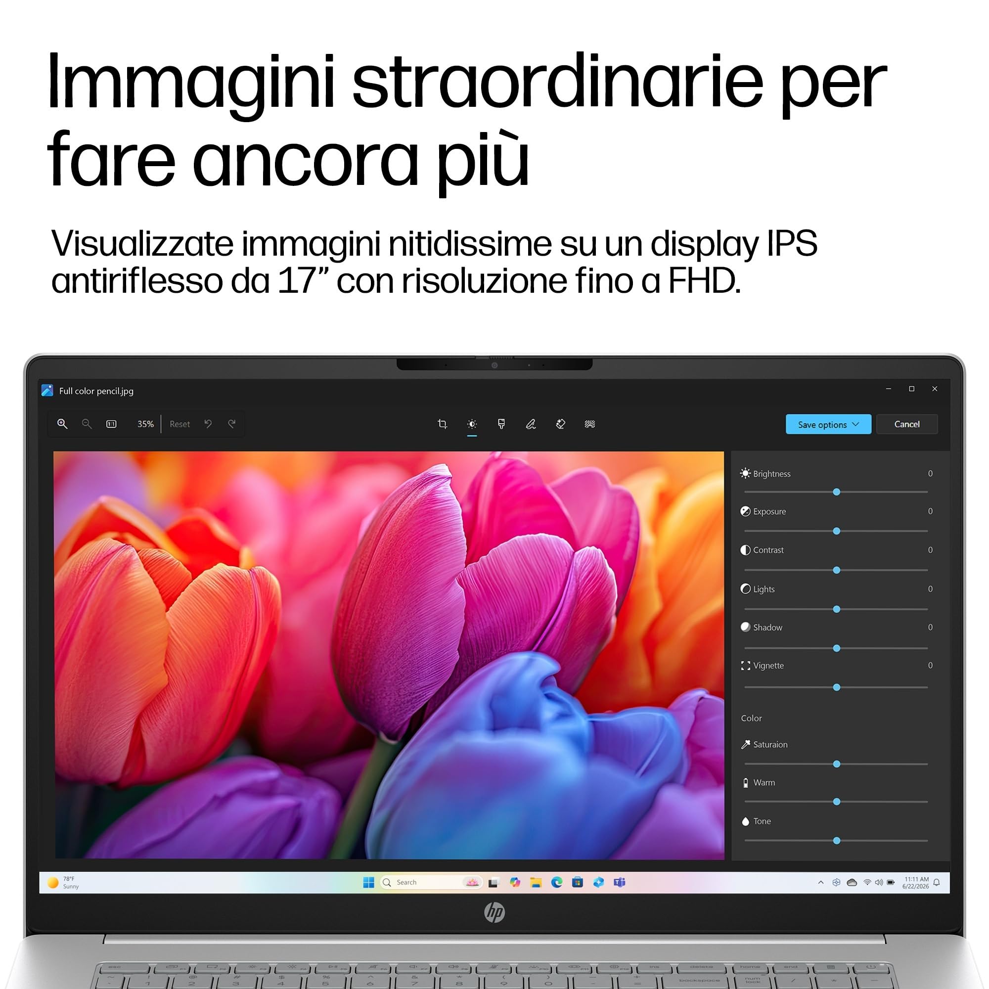 HP OmniBook 3 17-dp0000slx, Notebook, AMD Ryzen 7 160, 8 GB RAM, 512 GB, AMD Radeon 680M integrata, Display 17,3" FHD IPS Antiriflesso 300 nits, Laptop, Windows 11, Portatile, Argento