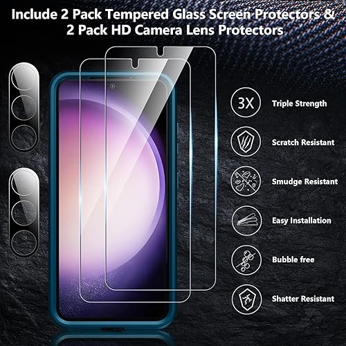 Miniatura 5 de SPIDERCASE - Funda para Samsung Galaxy S23, protección contra caídas de grado militar de 10 pies, paquete de 2 (protector de pantalla de vidrio