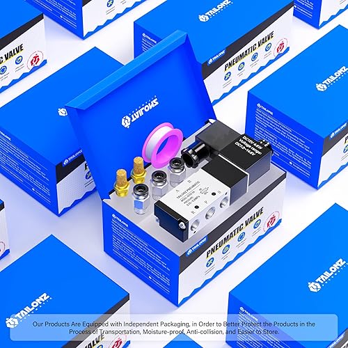 Miniatura 176 de TAILONZ PNEUMATIC Válvula solenoide de 1/4 "NPT 4V210-08 DC12V sola bobina accionada por piloto eléctrica 2 posiciones 5 vías Tipo de conexión Caja